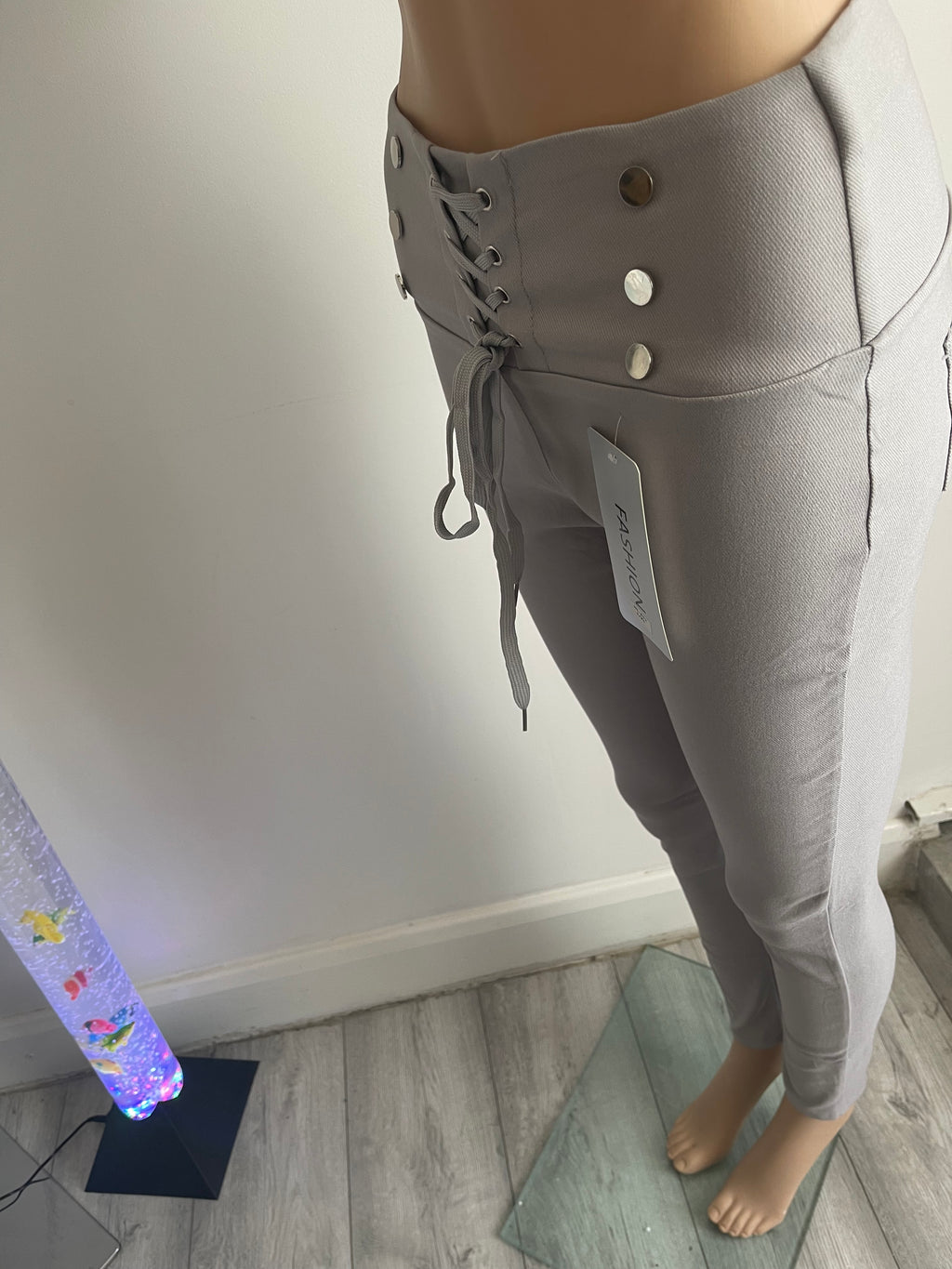 Women's Light Grey Stretch Trousers L/XL
