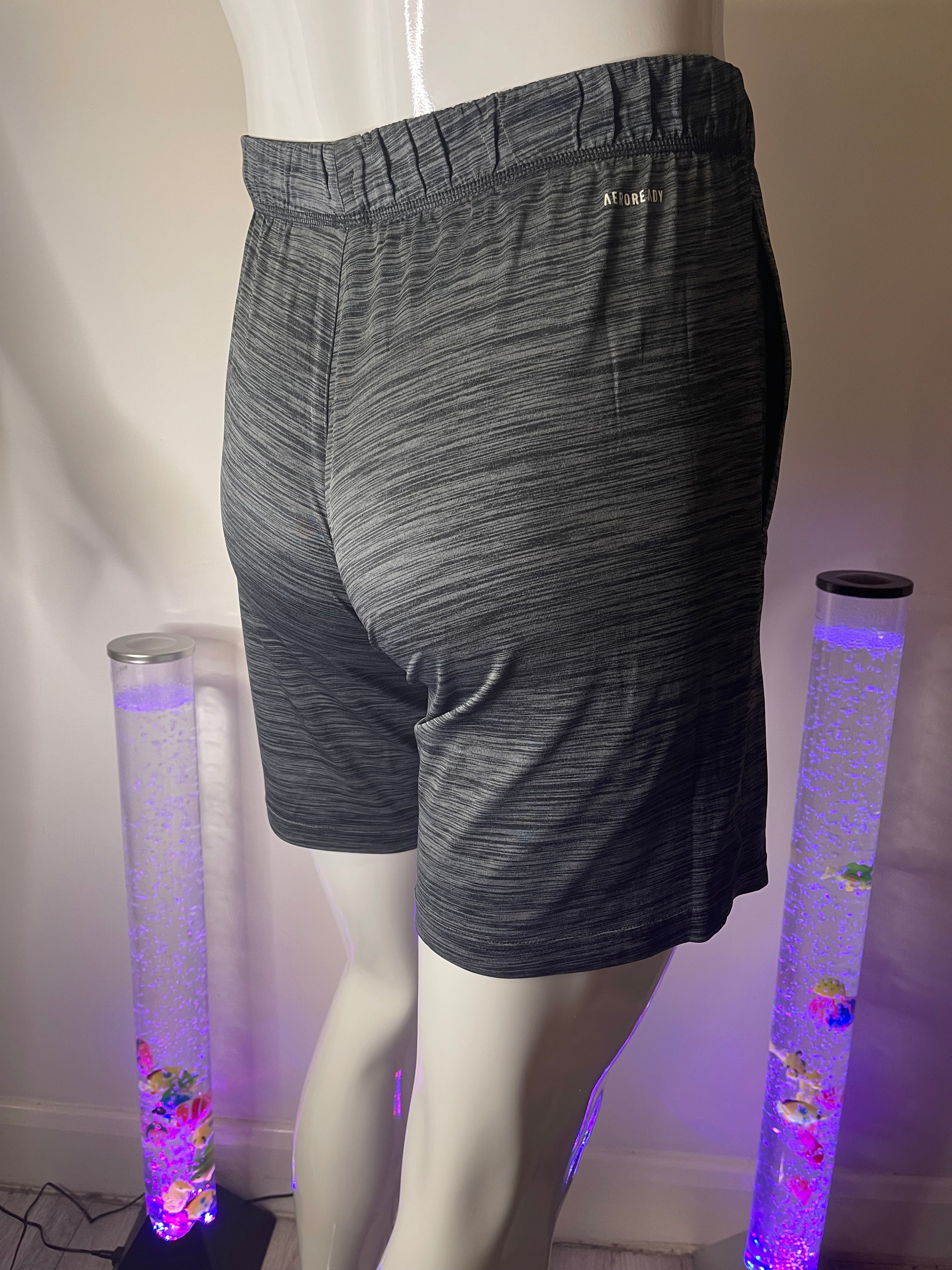 Adidas Men's Grey Sports Shorts with Pockets – Size S