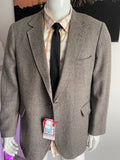 Jonathan James USA Herringbone Tweed Blazer Jacket 48R Grey Wool Blend Classic Fit
