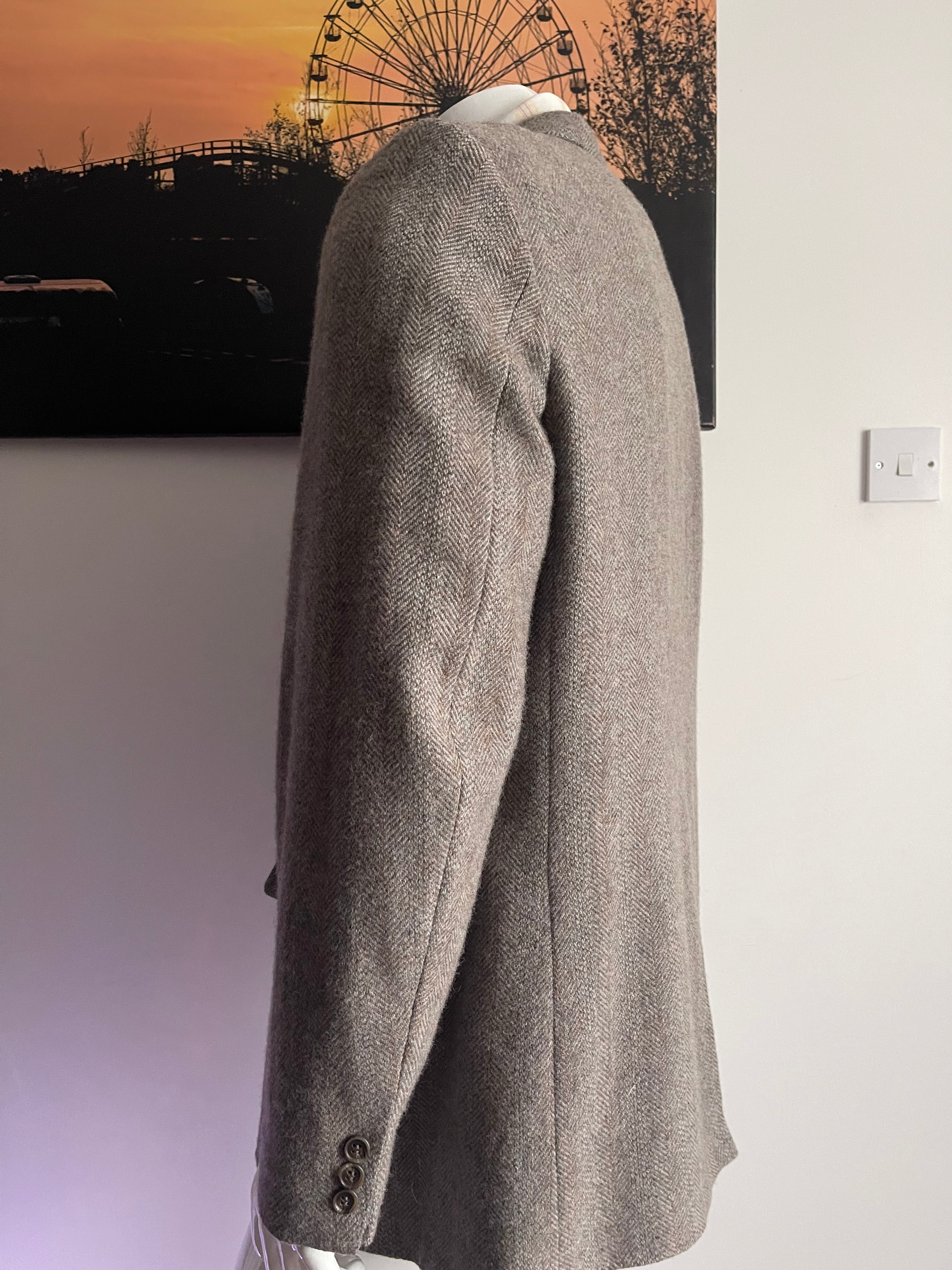 Jonathan James USA Herringbone Tweed Blazer Jacket 48R Grey Wool Blend Classic Fit