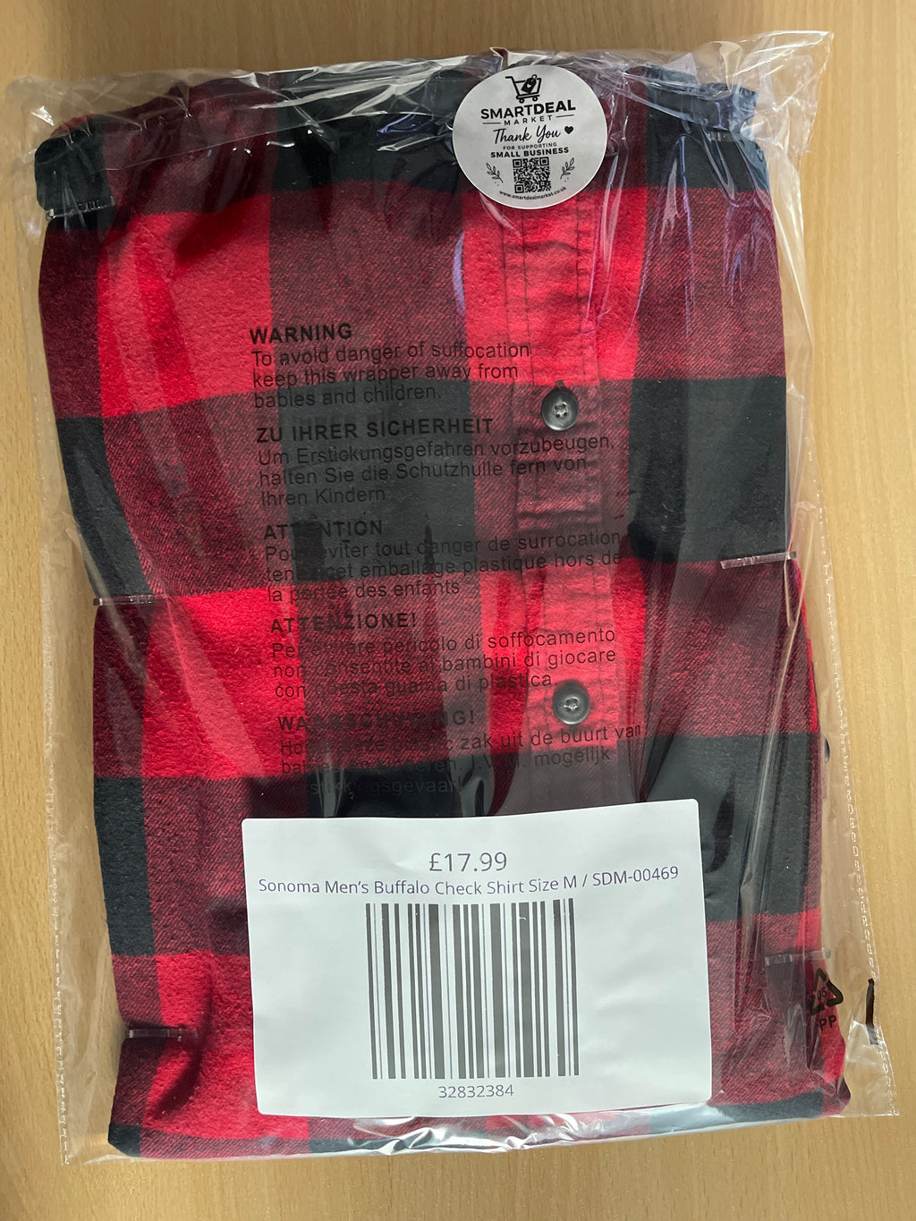 Sonoma Men’s Buffalo Check Shirt Size M