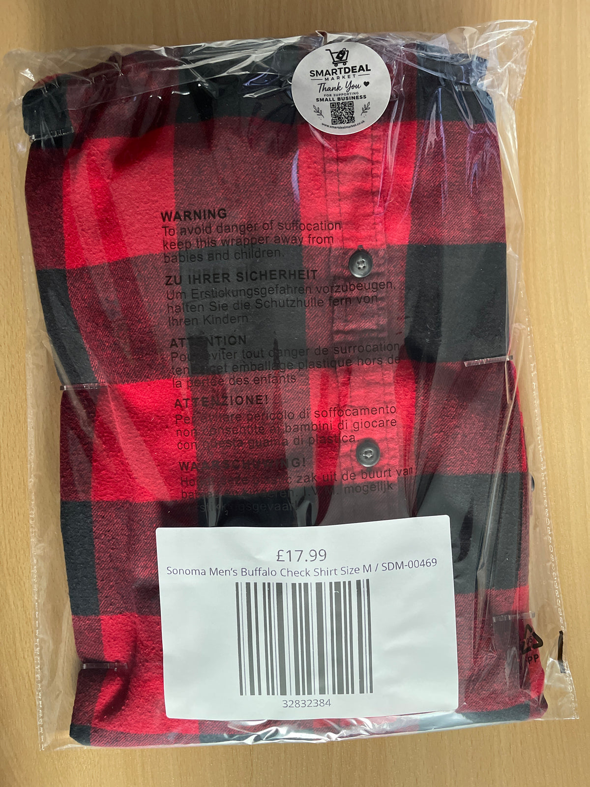 Sonoma Men’s Buffalo Check Shirt Size M