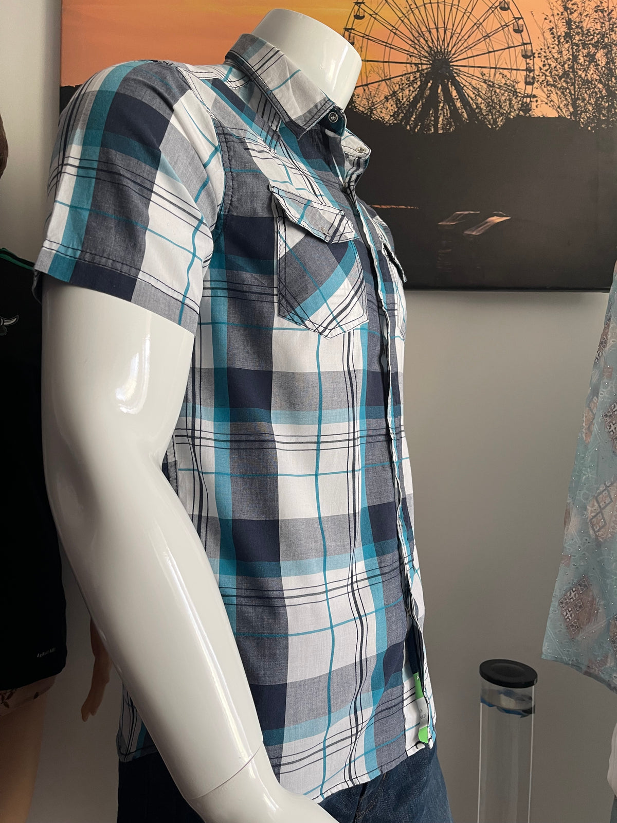 UR Vintage Men’s Check Short Sleeve Shirt Size S