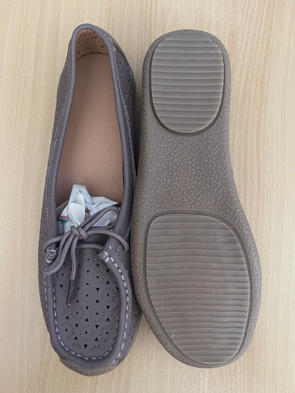 Women's Taupe Perforated Casual Shoes – Size 41
