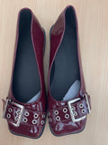 Women's Burgundy Patent Ballet Flats with Buckle – UK 9