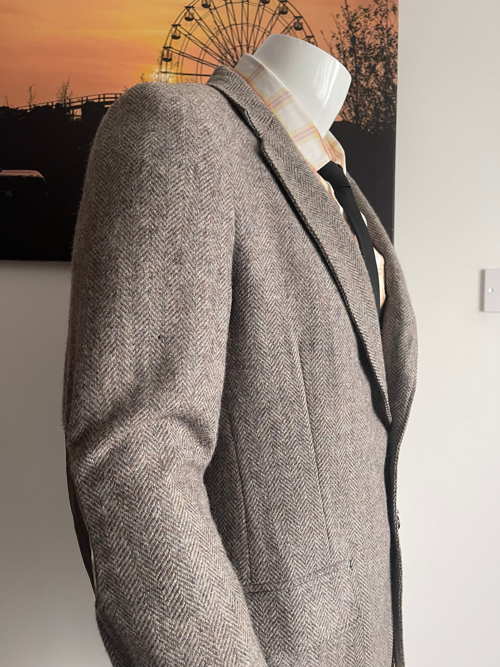 Austin Manor Herringbone Tweed Blazer 42R Brown Smart Casual Jacket