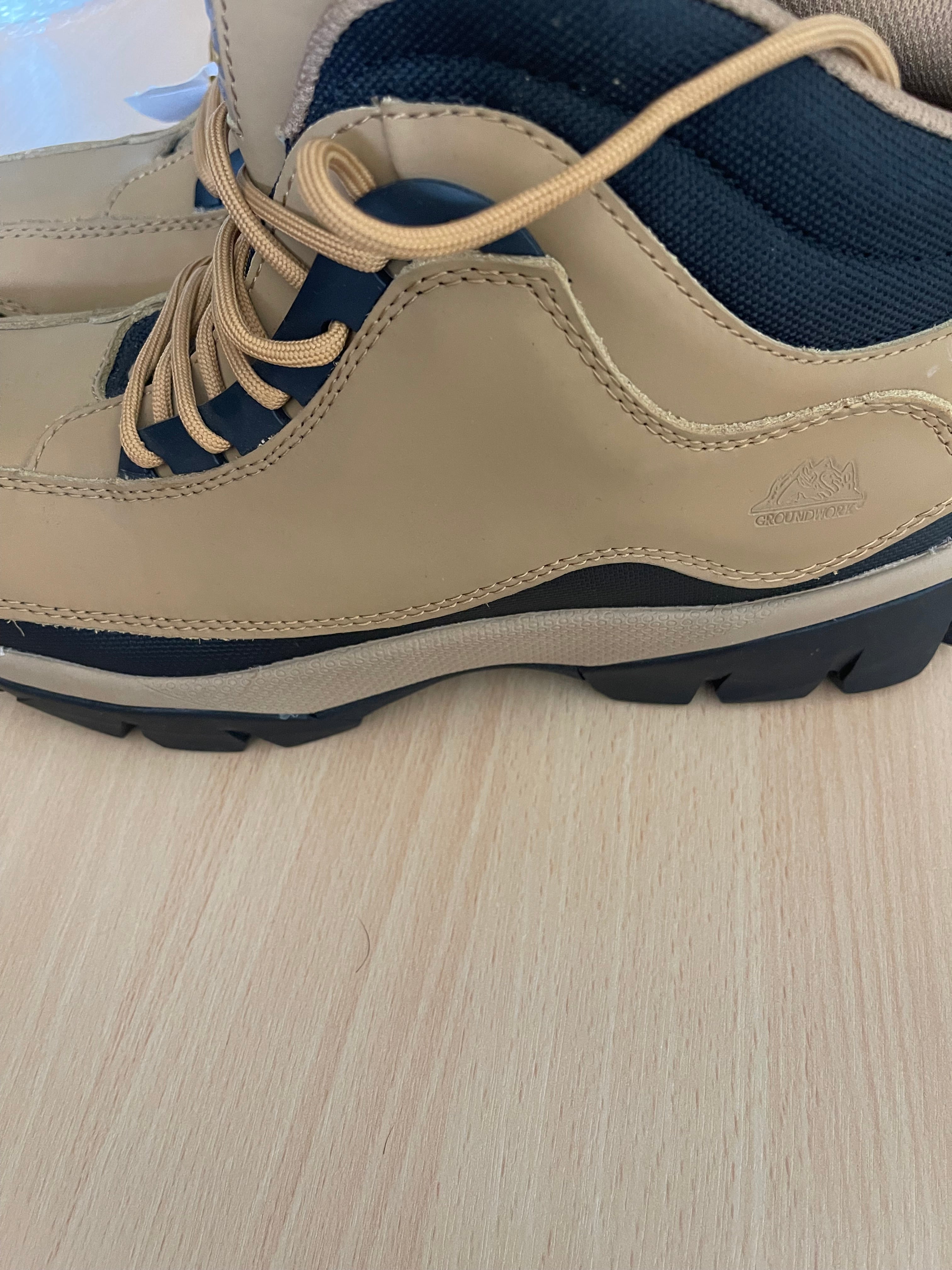 Groundwork Men’s Steel Toe Safety Work Boots – Genuine Leather – UK 12 – New