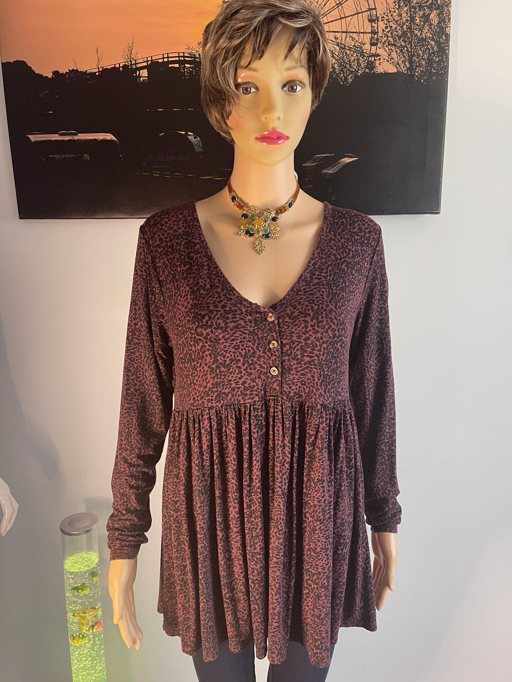 New Look Maternity Leopard Print Tunic Top Size M