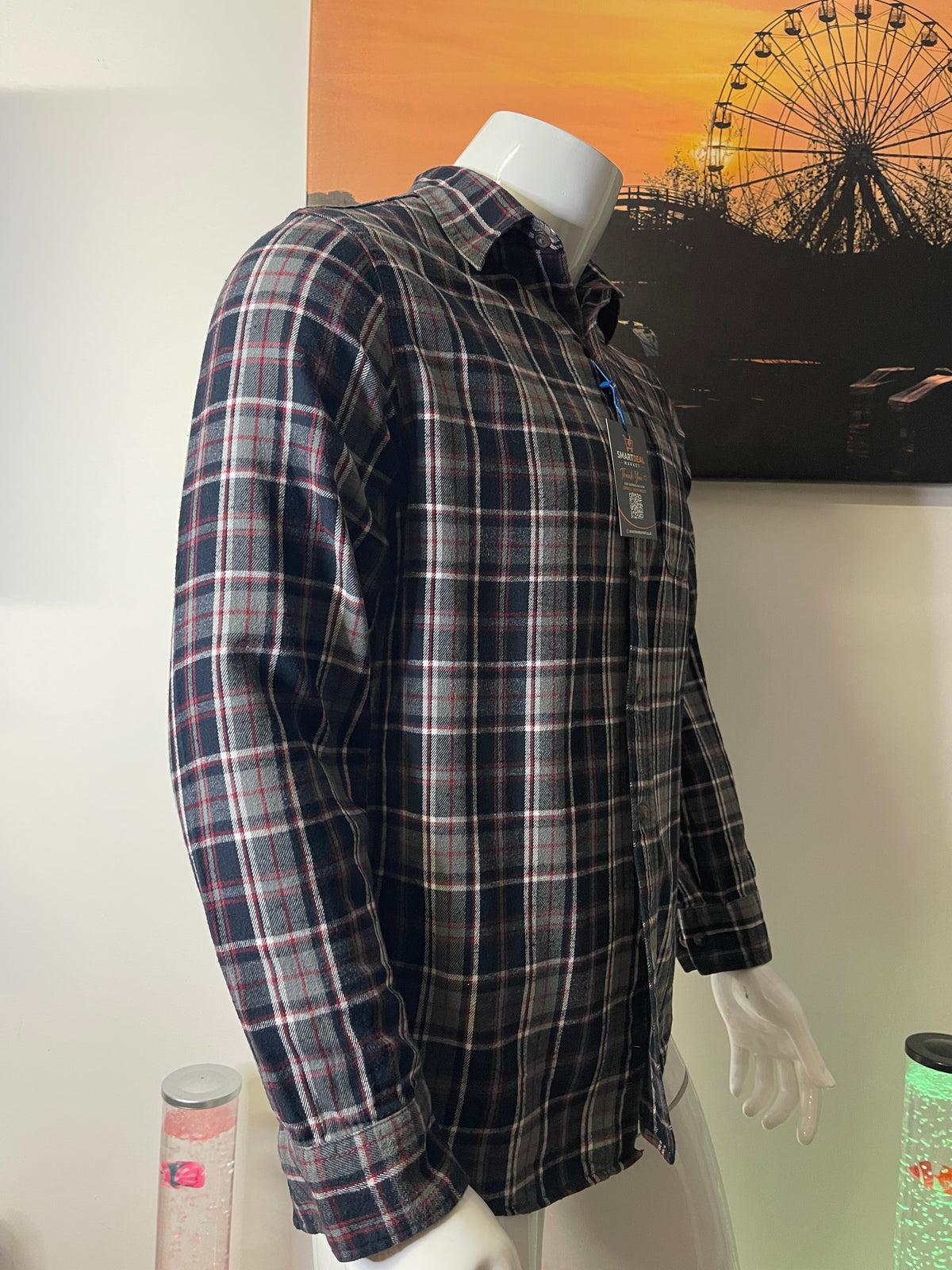 Blue Mountain Men’s Checked Long Sleeve Shirt Size S