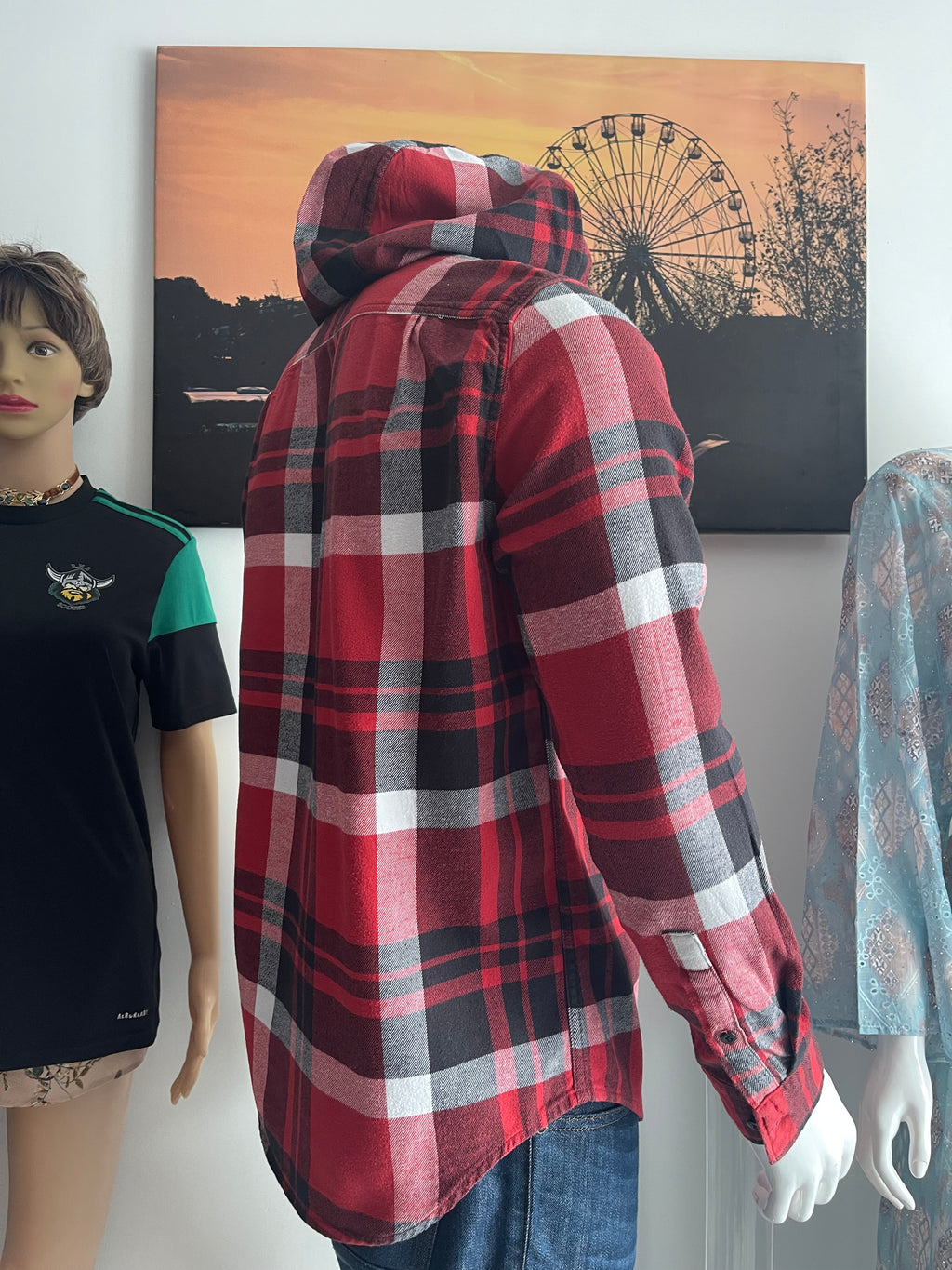 American Eagle Hooded Checked Shirt Size M