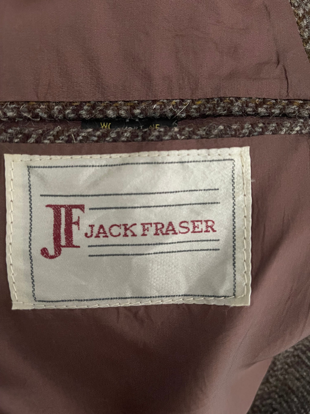 🧥 Jack Fraser 100% Wool Herringbone Tweed Blazer – Size 44 Short – Brown