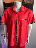 Men's Tropical Style Short Sleeve Shirt XXL – Coral Red
