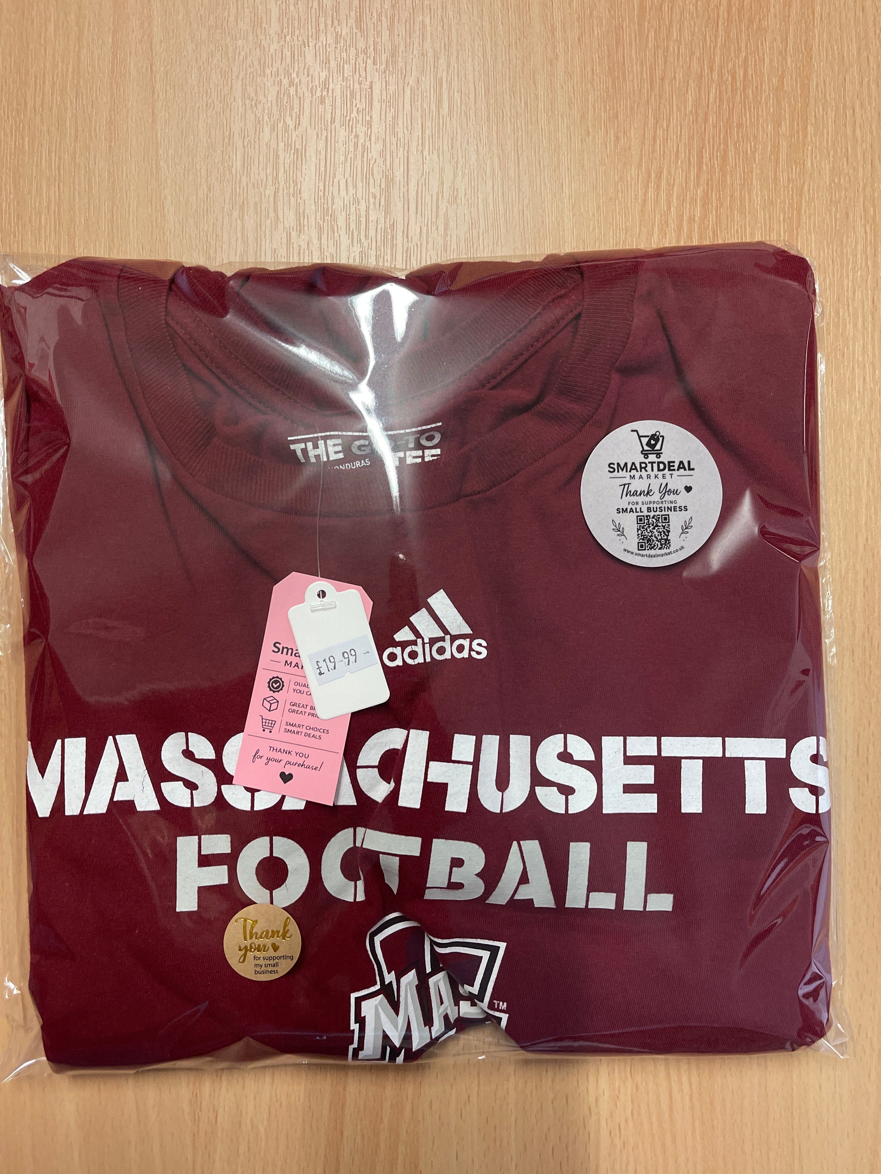 Adidas UMass Massachusetts Football T-Shirt Burgundy 2XL