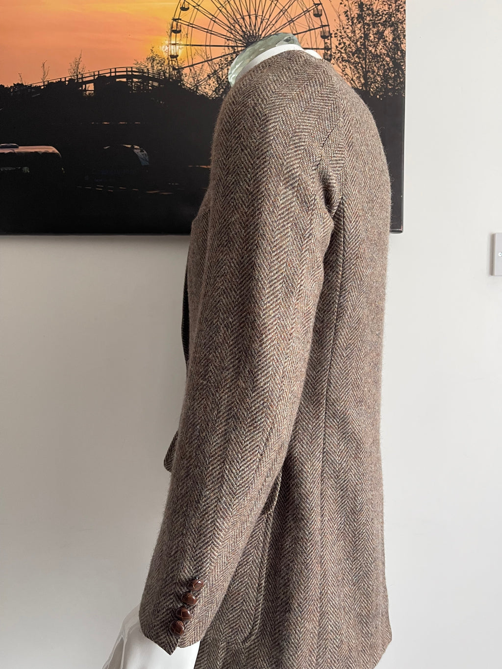 Vanjulan Brown Herringbone Tweed Blazer 42R Men's Smart Jacket