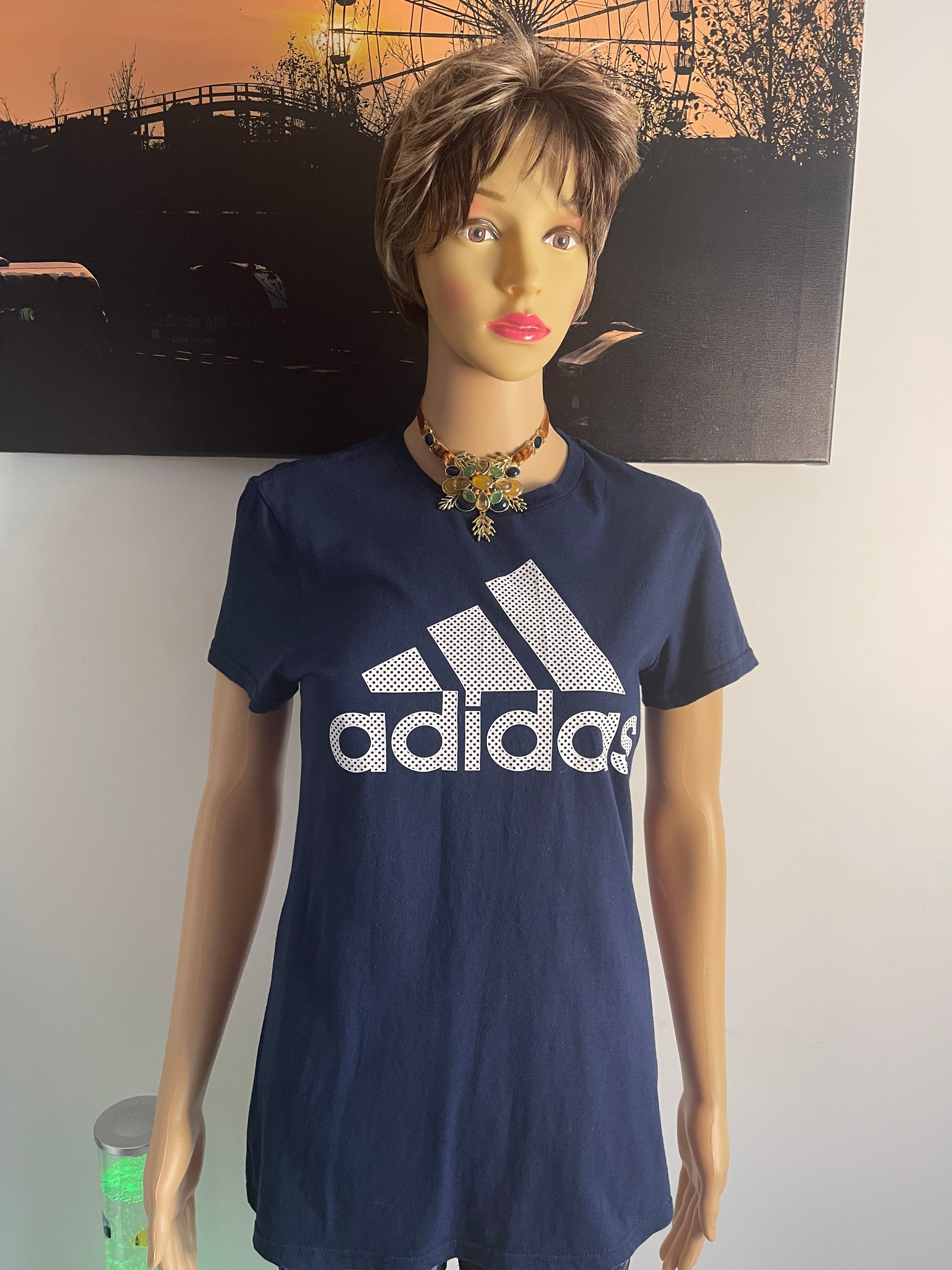 Adidas The Go-To Tee Navy Blue Logo T-Shirt Women S