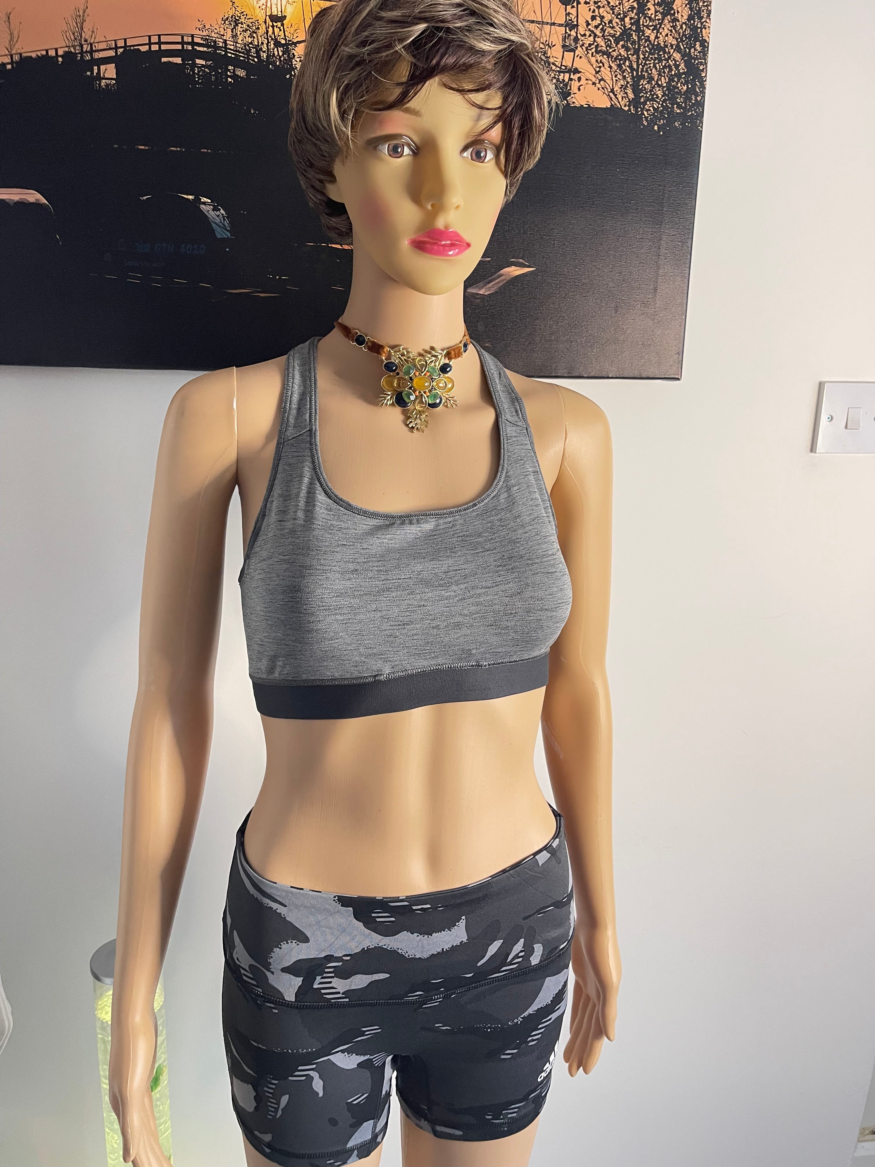 Adidas Women's Racerback Sports Bra Grey Black XS