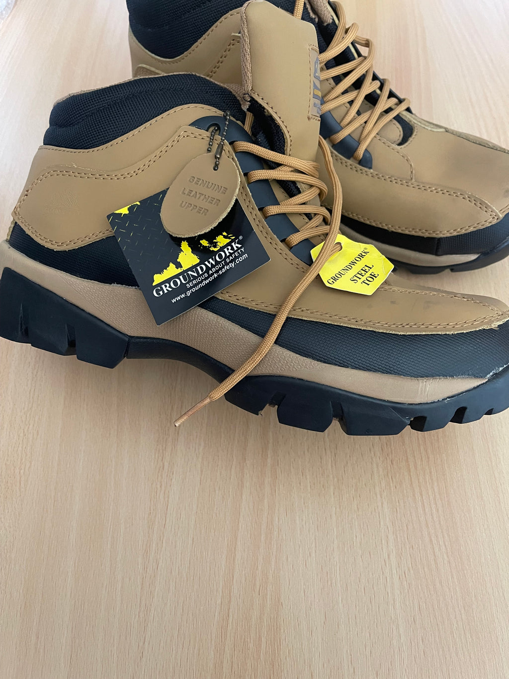 Groundwork Men’s Steel Toe Safety Work Boots – Genuine Leather – UK 12 – New