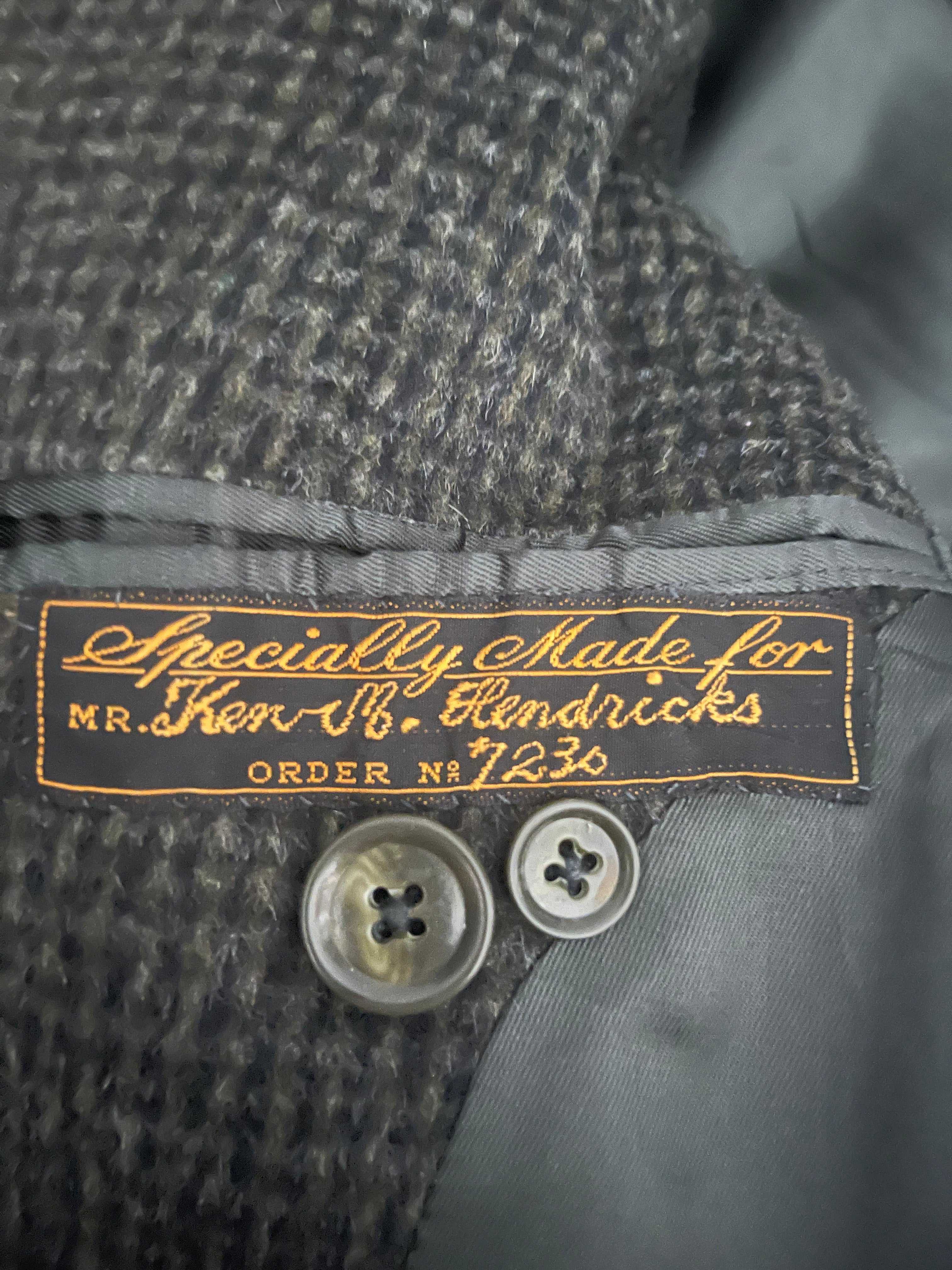 Tailors Hong Kong Wool Blazer Grey Check Size 42 Short Vintage
