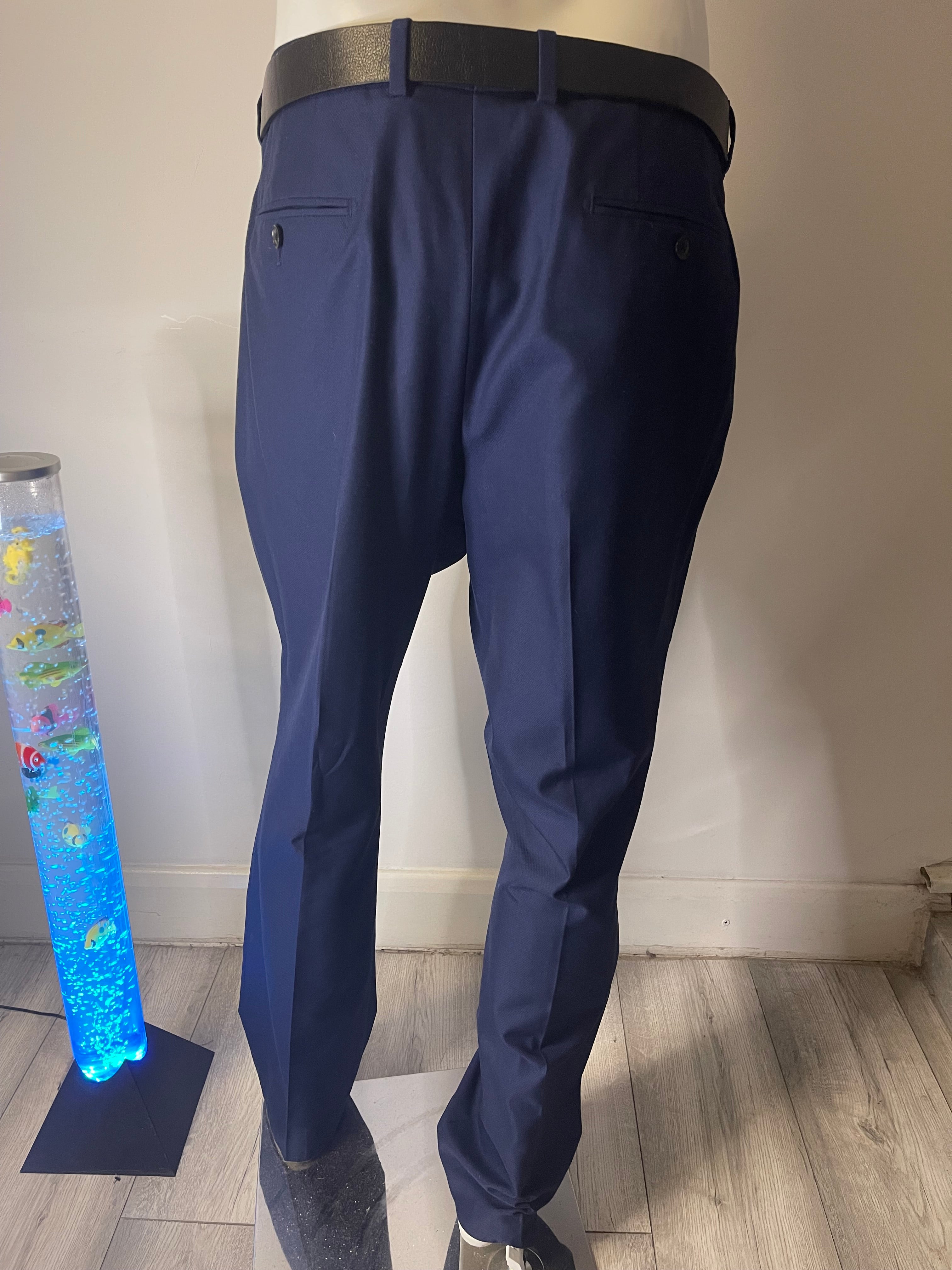 Next Tailoring Navy Smart Formal Trousers W42 L31 Regular Fit