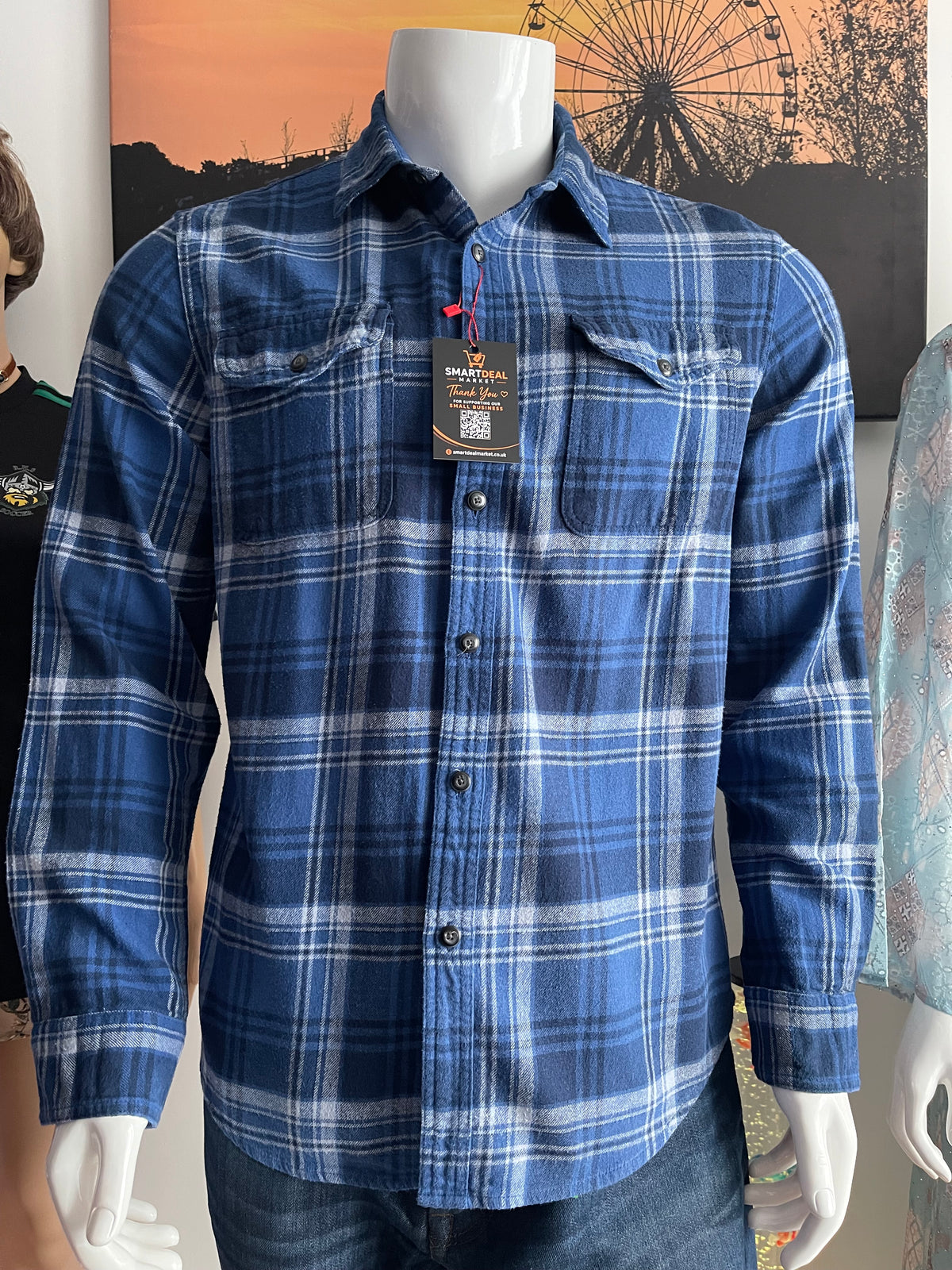 Sonoma Men’s Blue Check Shirt Size M