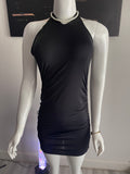 Elegant Black Halter Mini Dress – Size 12–14