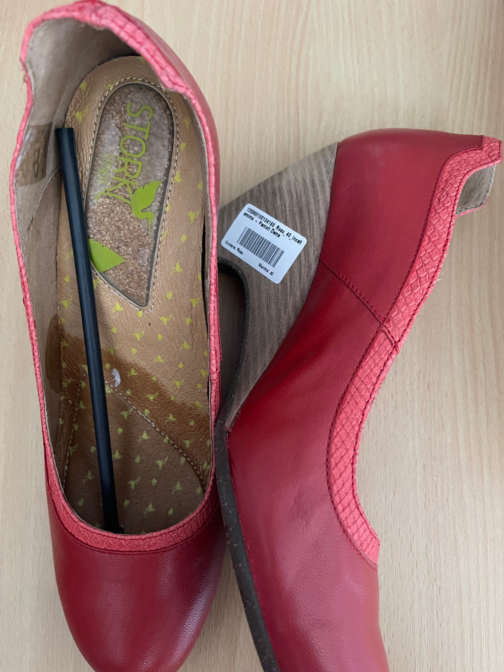 Stork Steps Red Wedge Heels – UK 7 / EU 40