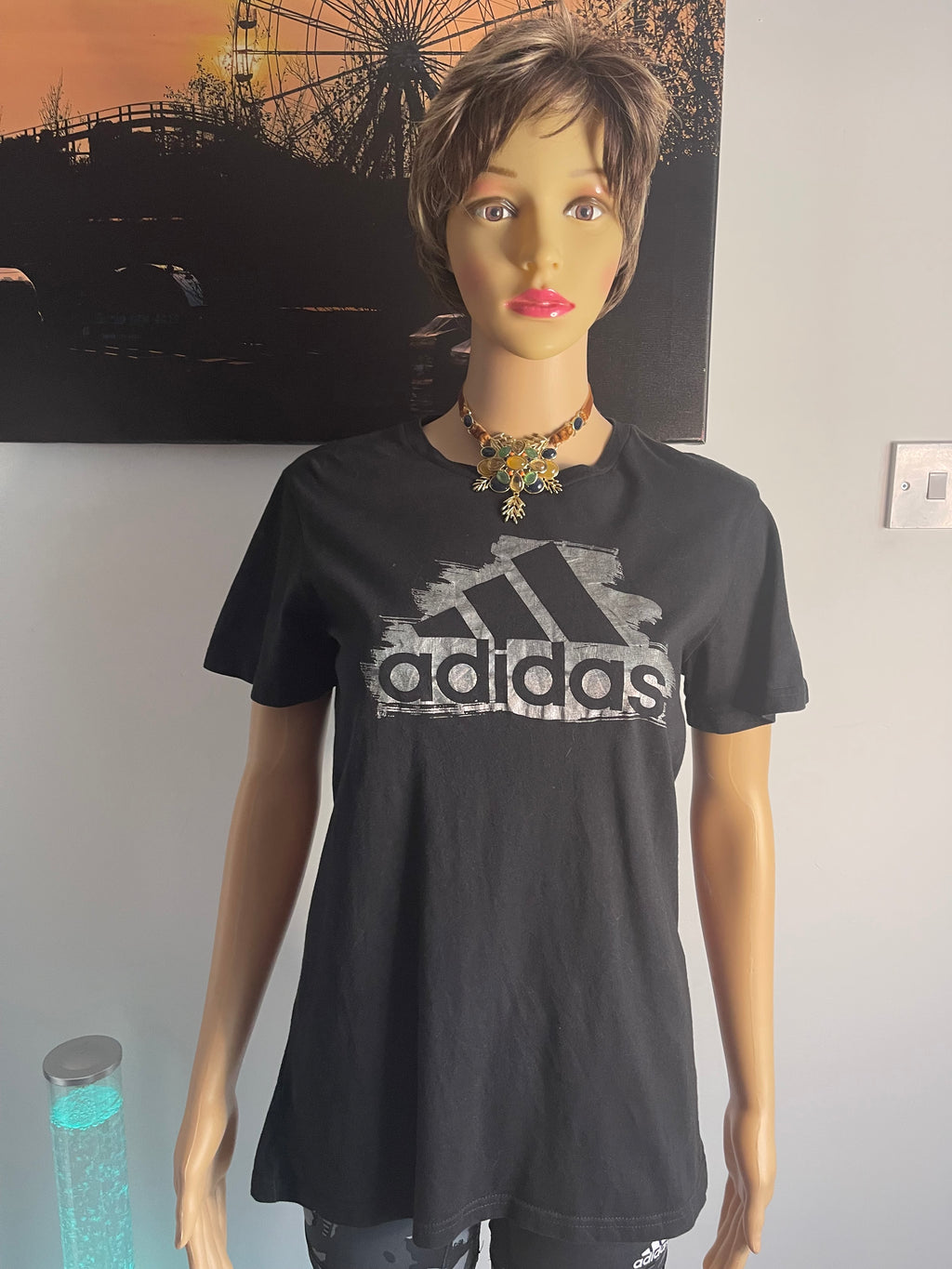 Adidas Amplifier Tee Black Logo T-Shirt Women M