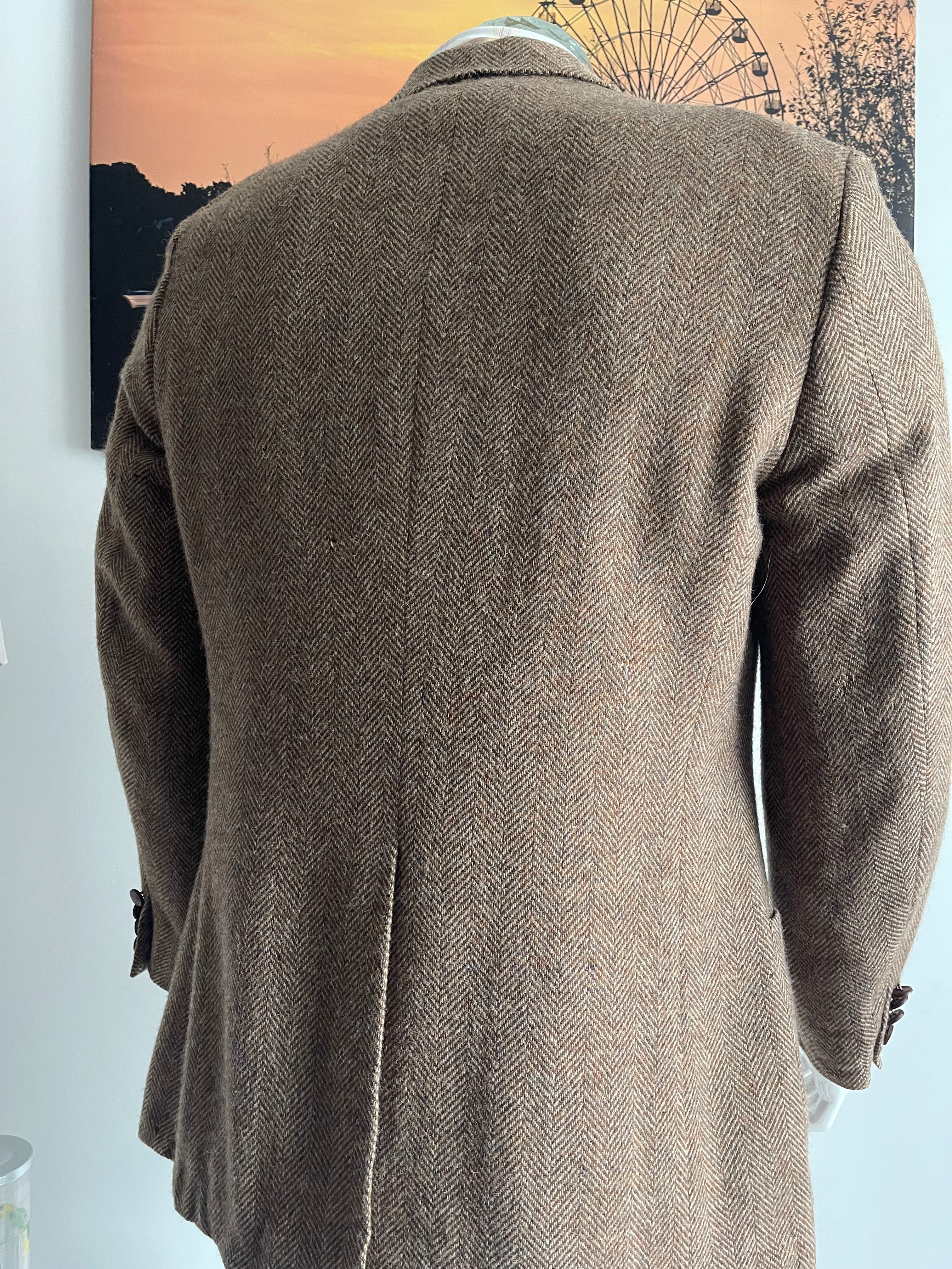 Dimitri Roma New York Brown Herringbone Wool Blazer Size 42