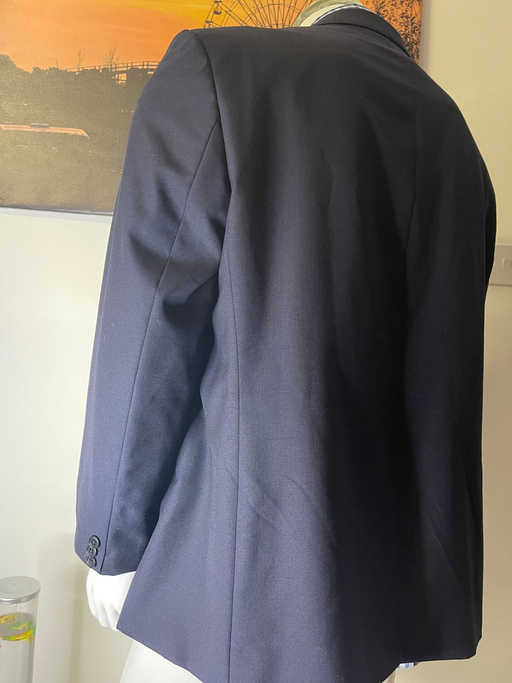 M&S Autograph Navy Wool Blend Blazer 50S 127cm Tailored Fit