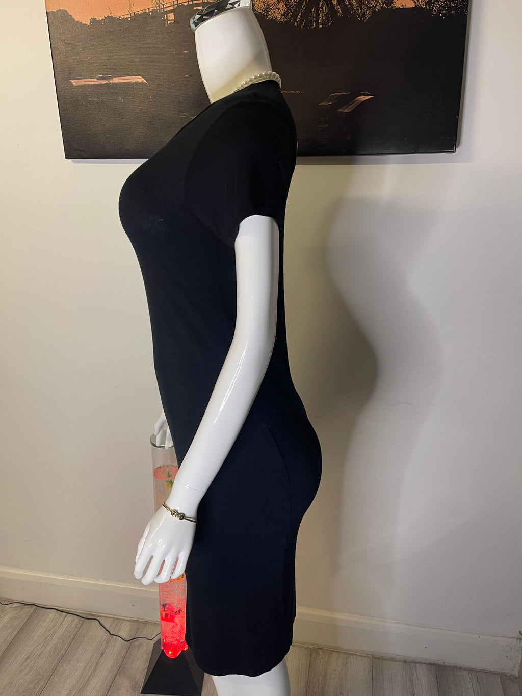 Boohoo Black Bodycon Midi Dress – Size M