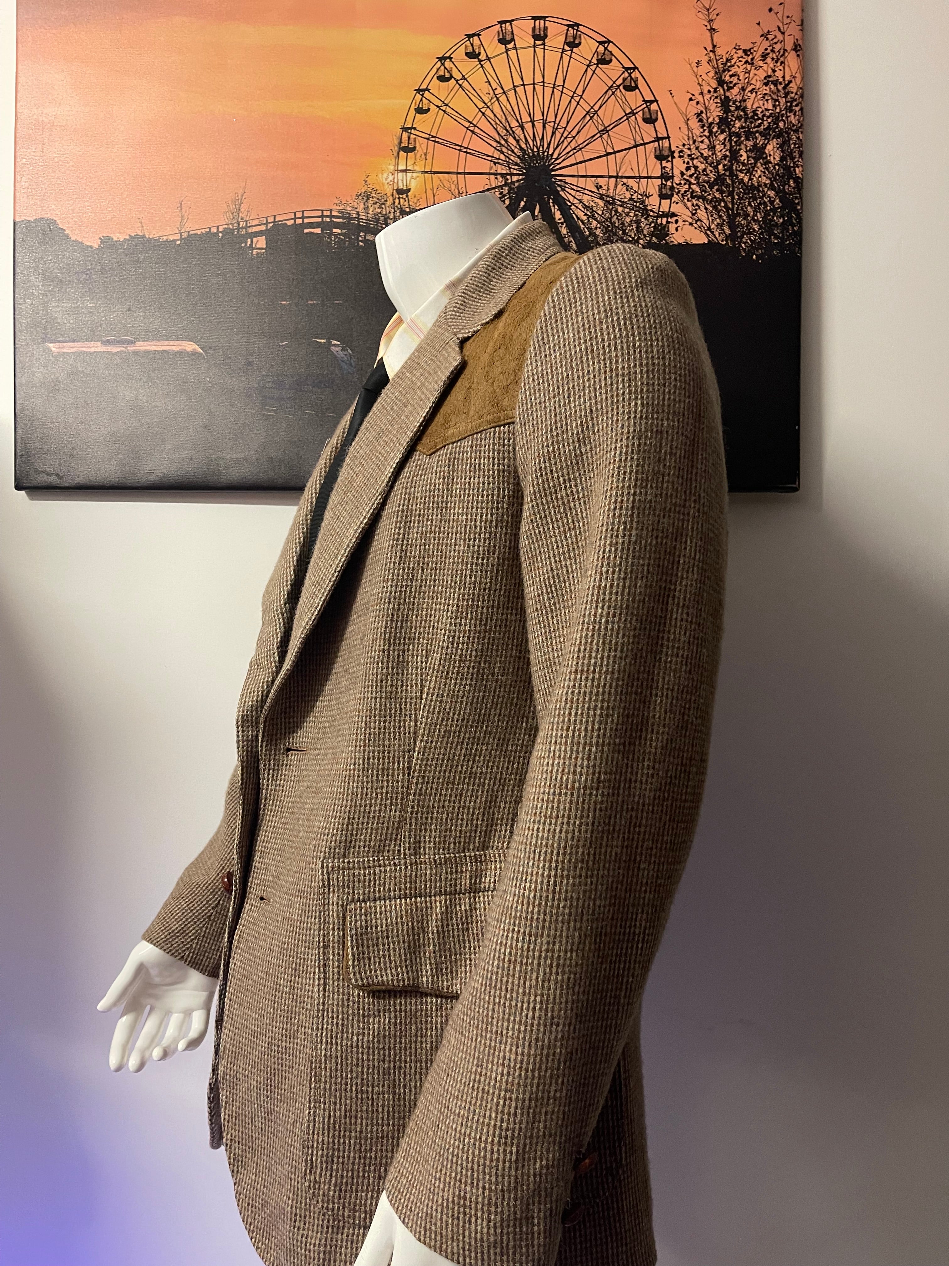 Pendleton 100% Virgin Wool Western Tweed Blazer Jacket 44L Brown Smart Casual USA