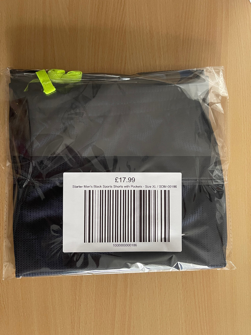 Starter Men's Black Sports Shorts with Pockets - Size XL