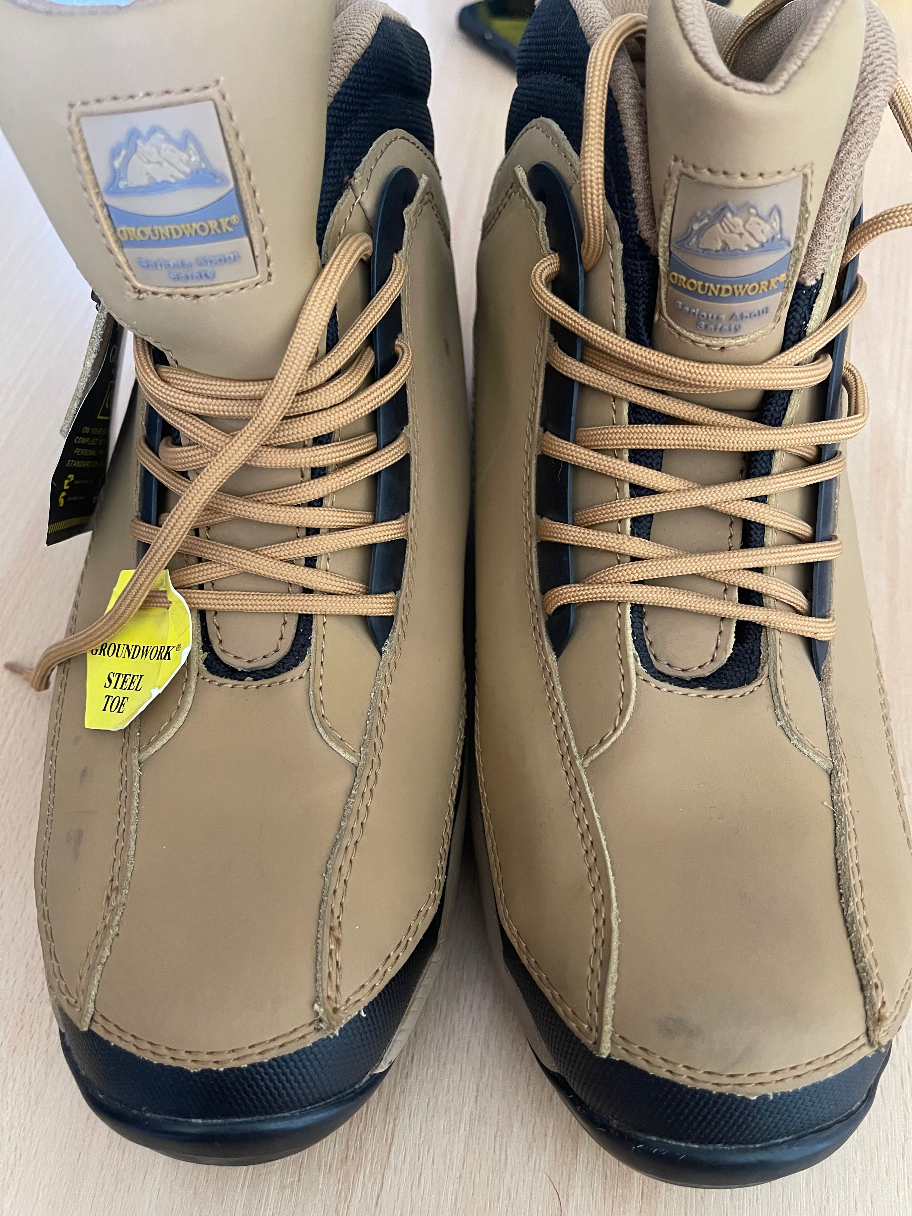 Groundwork Men’s Steel Toe Safety Work Boots – Genuine Leather – UK 12 – New