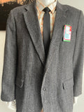 John Peel Ltd Vintage Herringbone Tweed Blazer Grey 46L XXL Mens Jacket
