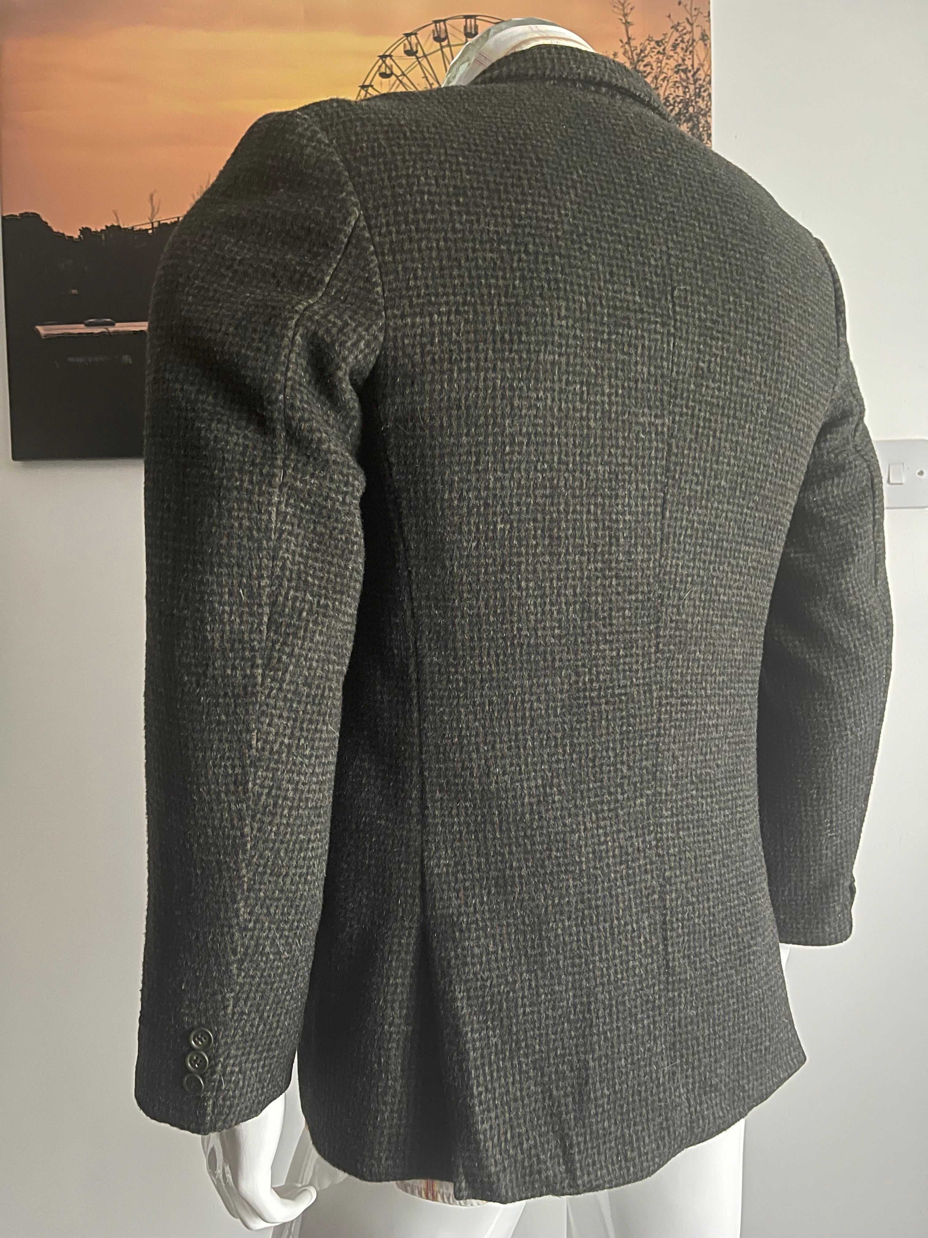 Tailors Hong Kong Wool Blazer Grey Check Size 42 Short Vintage