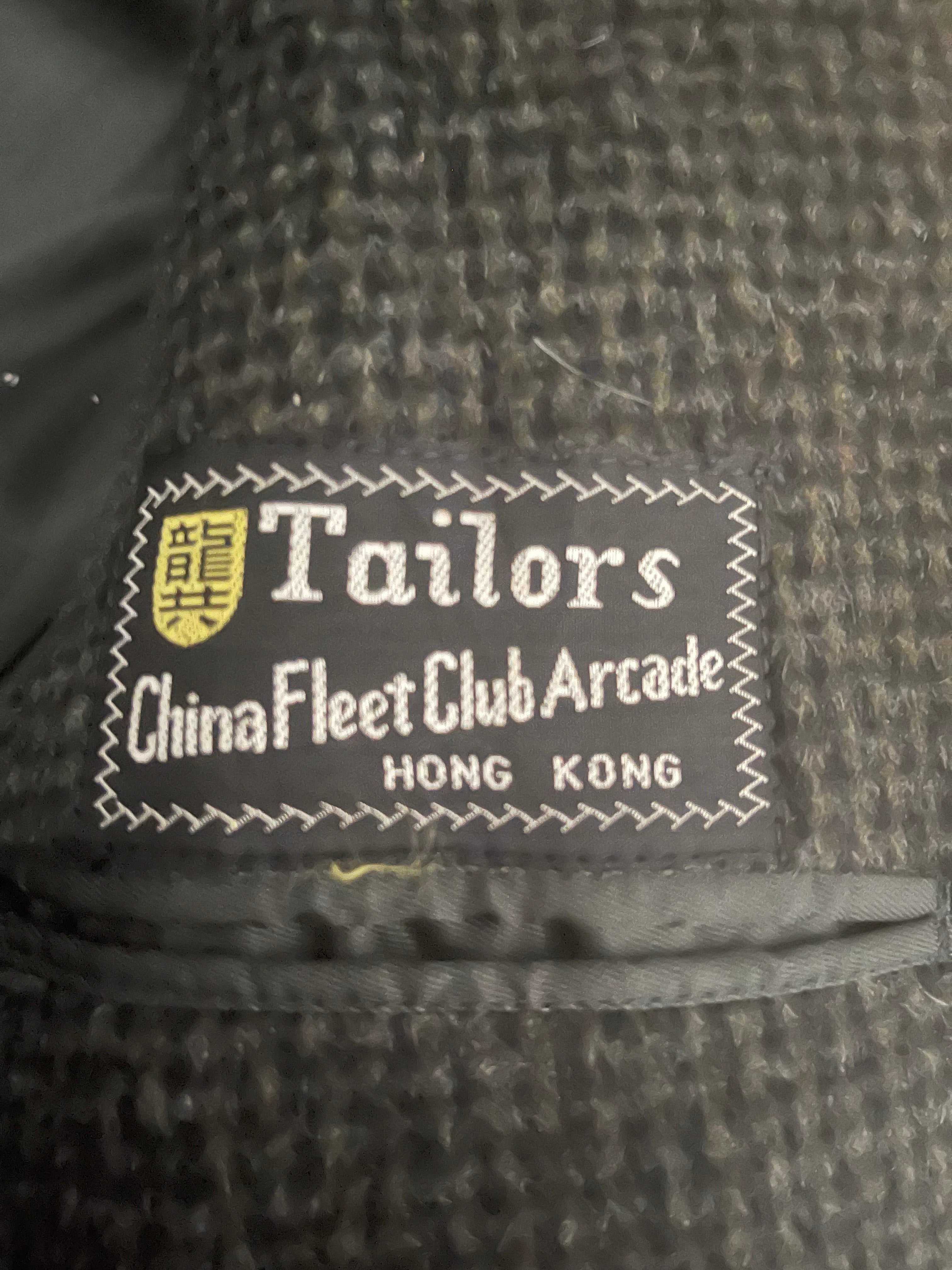 Tailors Hong Kong Wool Blazer Grey Check Size 42 Short Vintage