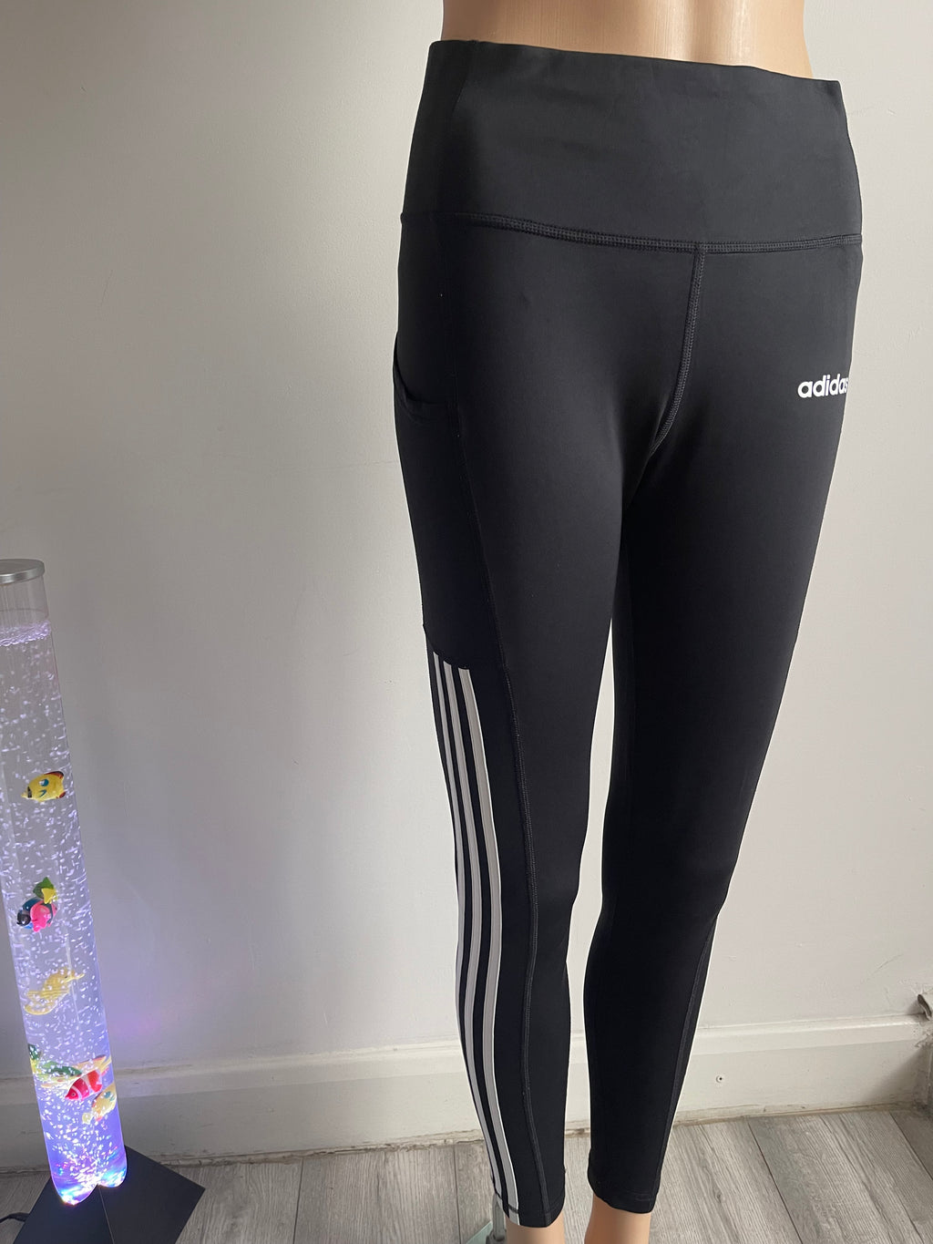 Adidas Climalite Black 3-Stripes Leggings – Size M