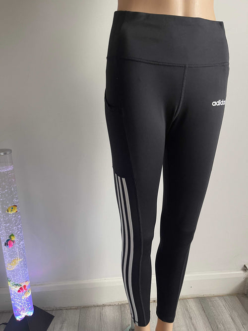 Adidas Climalite Black 3-Stripes Leggings – Size M