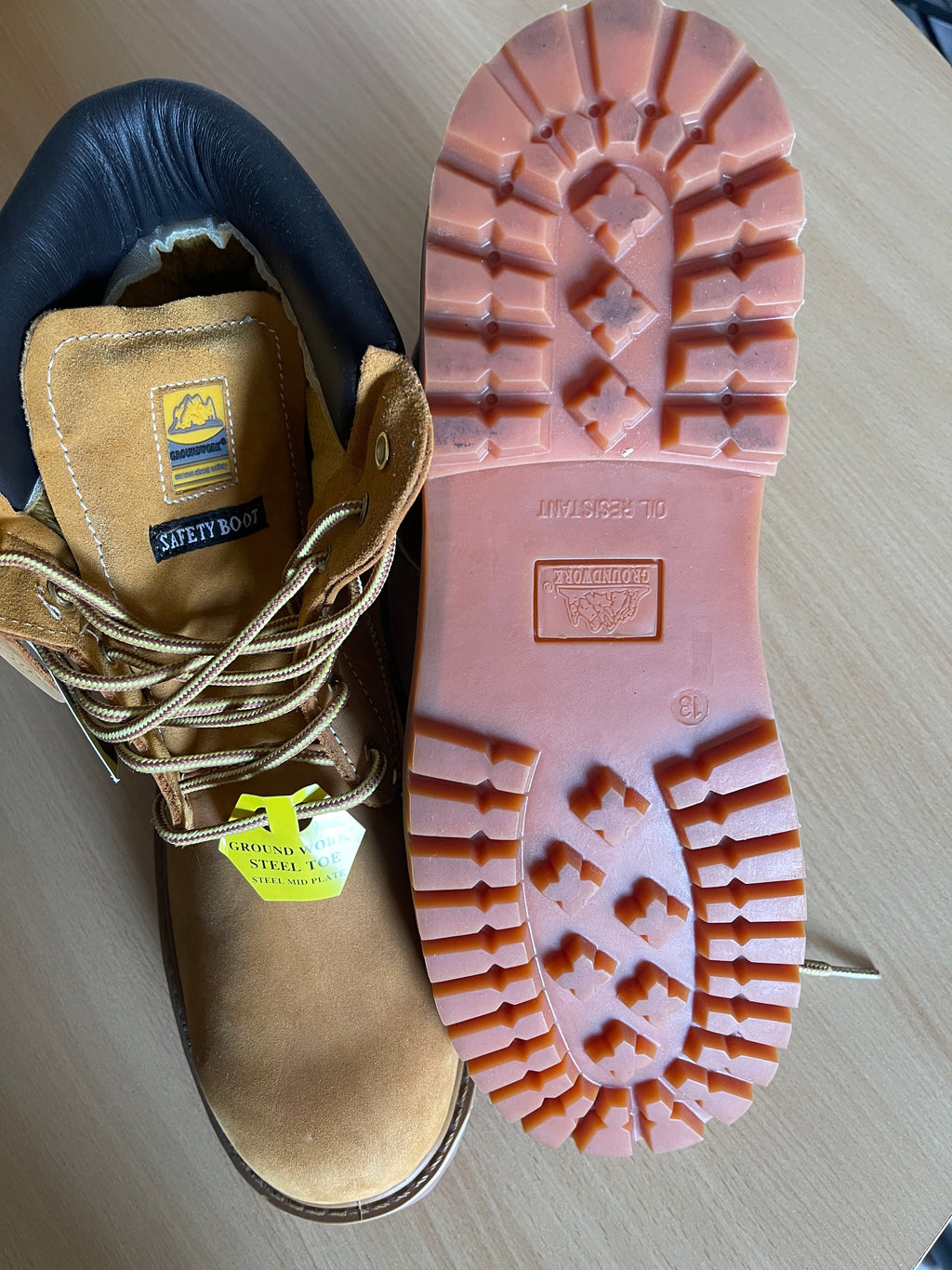 Groundwork Men’s Leather Safety Work Boots – Steel Toe – Size UK 13 – New