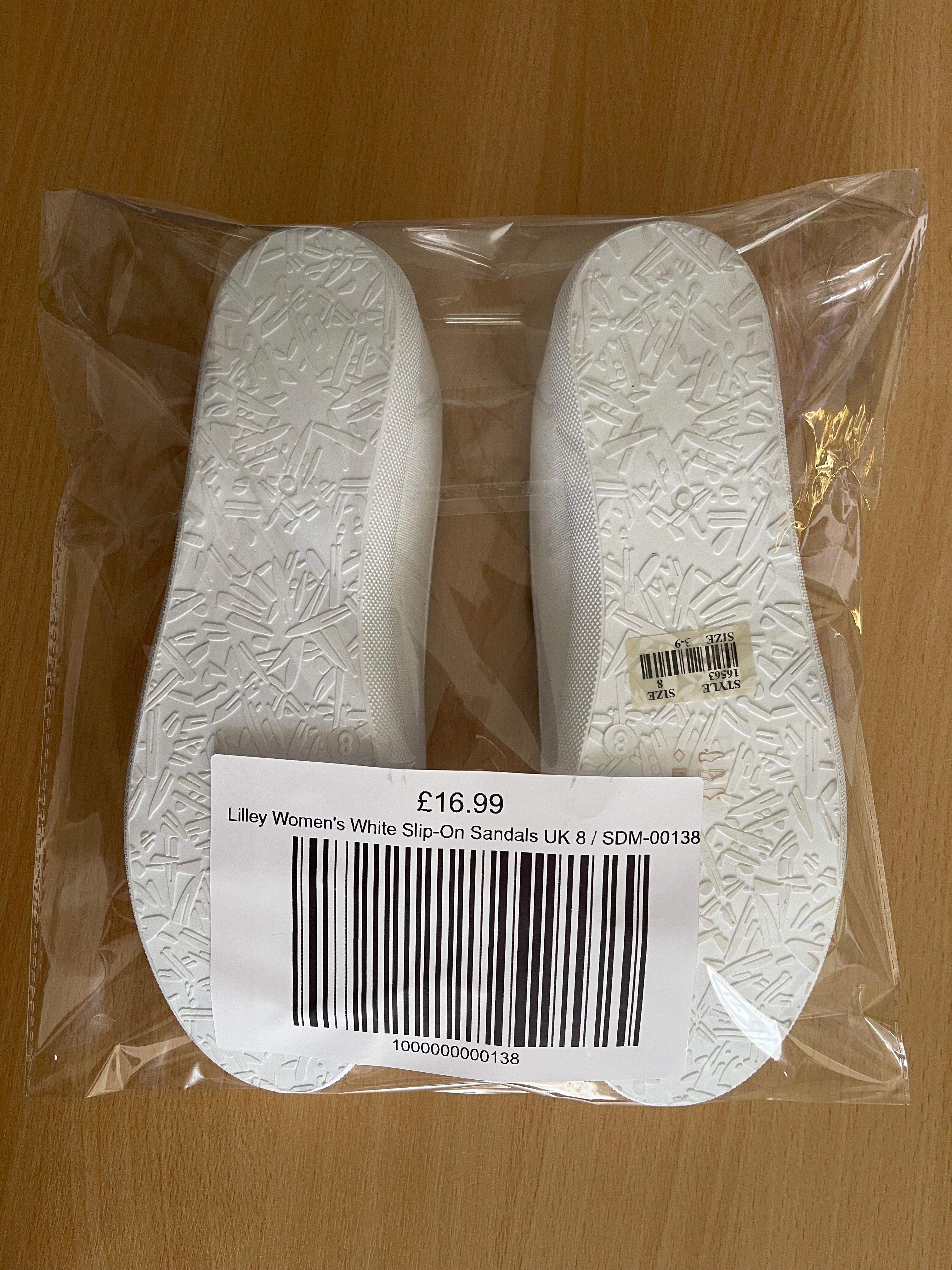 Lilley Women's White Slip-On Sandals UK 8