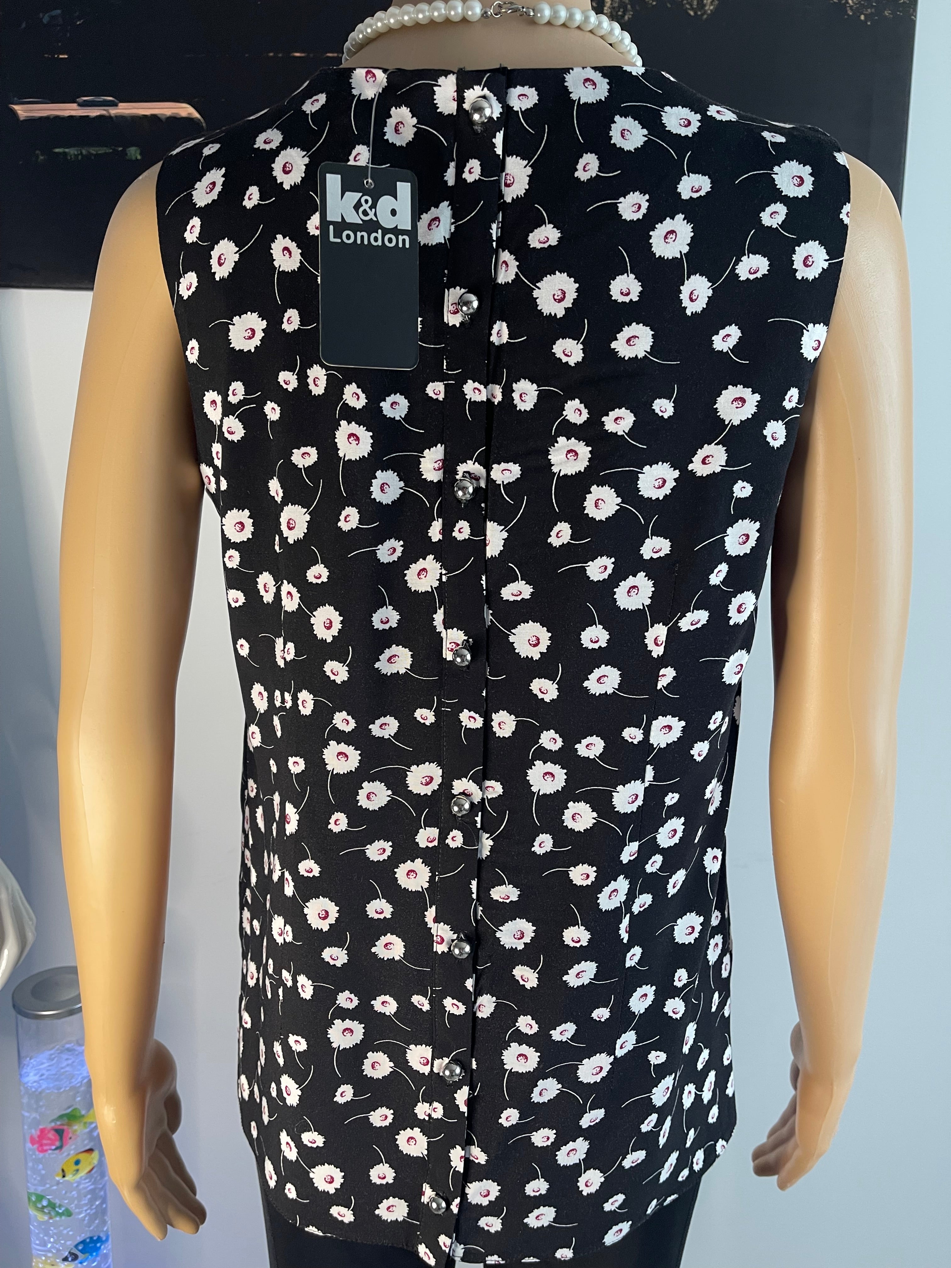 🌸 K&D London Floral Sleeveless Blouse Size UK 14 🌸 NEW With Tags