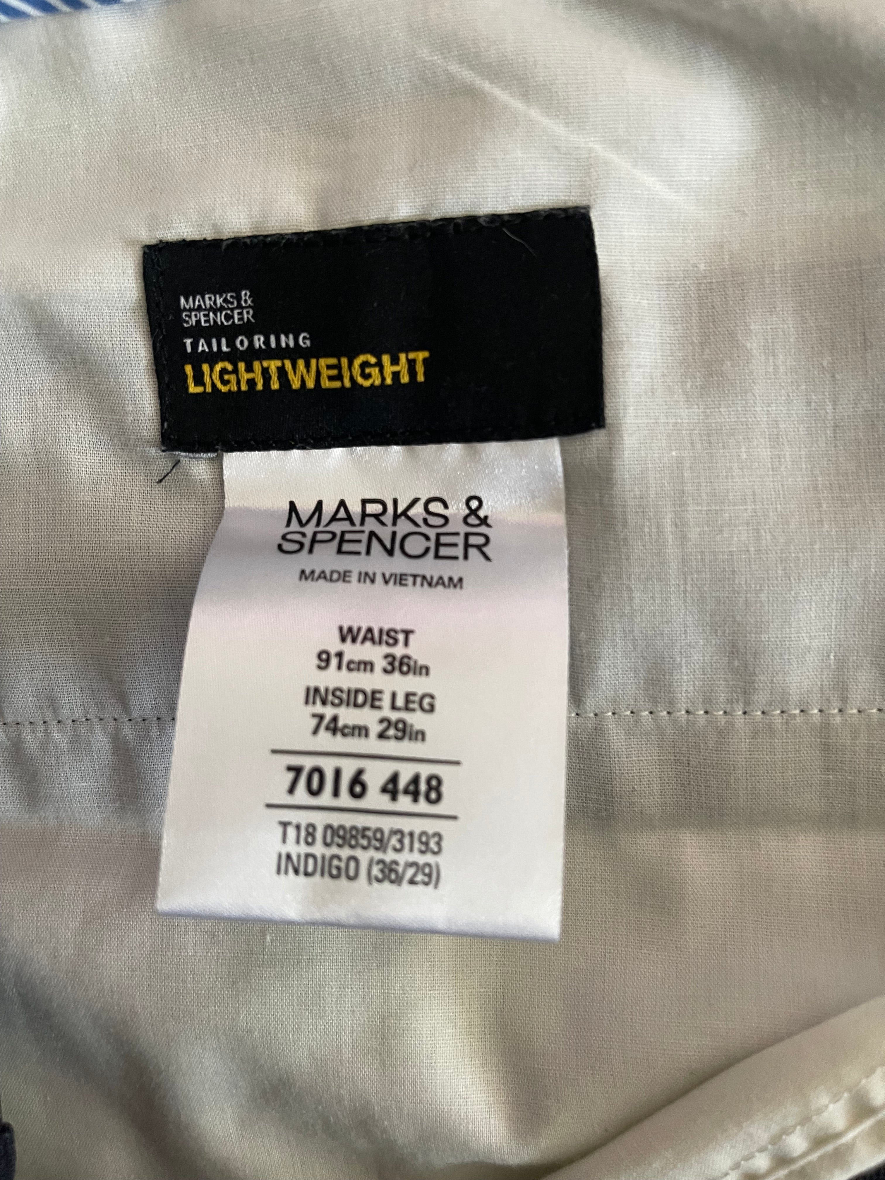Marks & Spencer Lightweight Tailoring Smart Trousers Indigo W36 L29