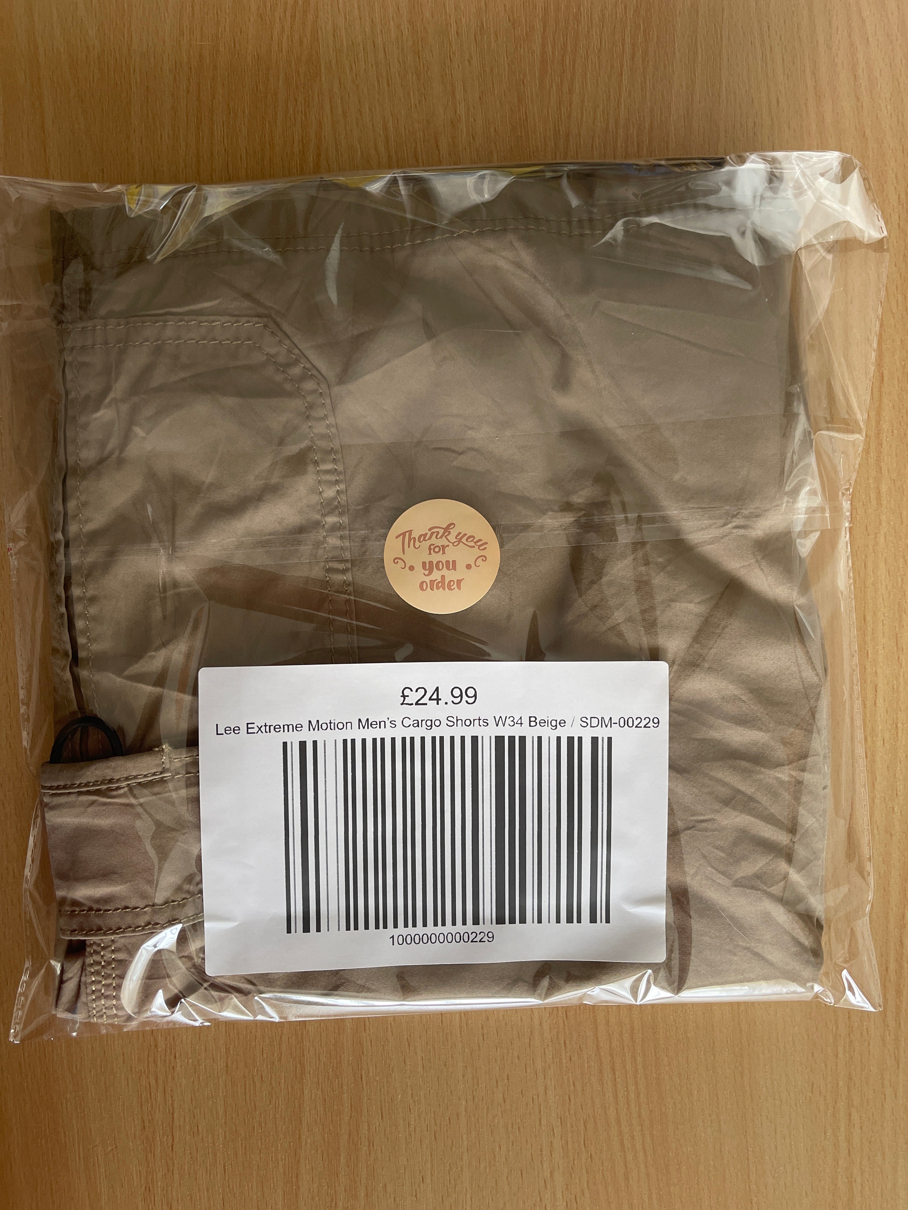 Lee Extreme Motion Men’s Cargo Shorts W34 Beige