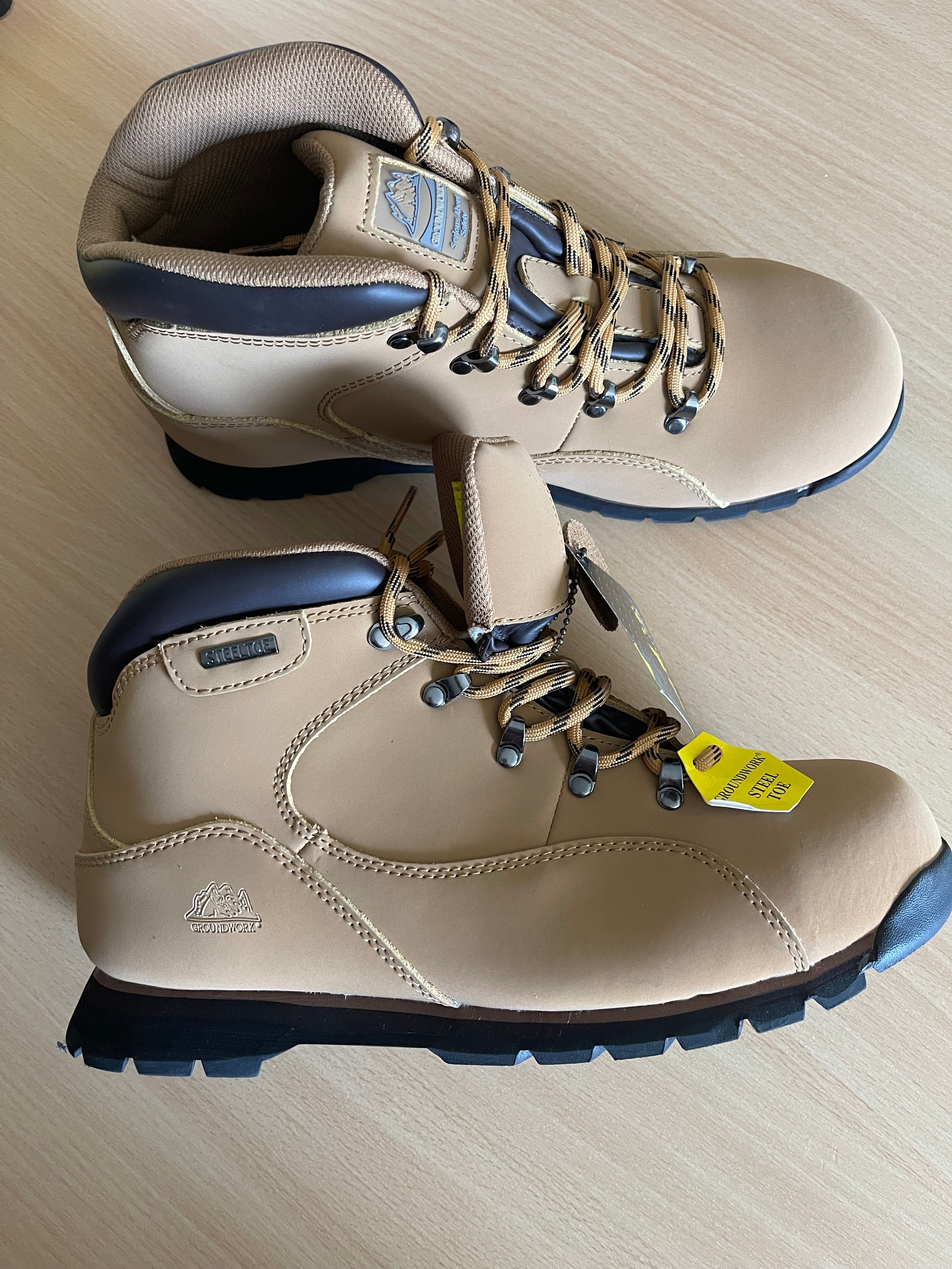 Groundwork Men’s Steel Toe Safety Work Boots – Genuine Leather – UK 10 – New