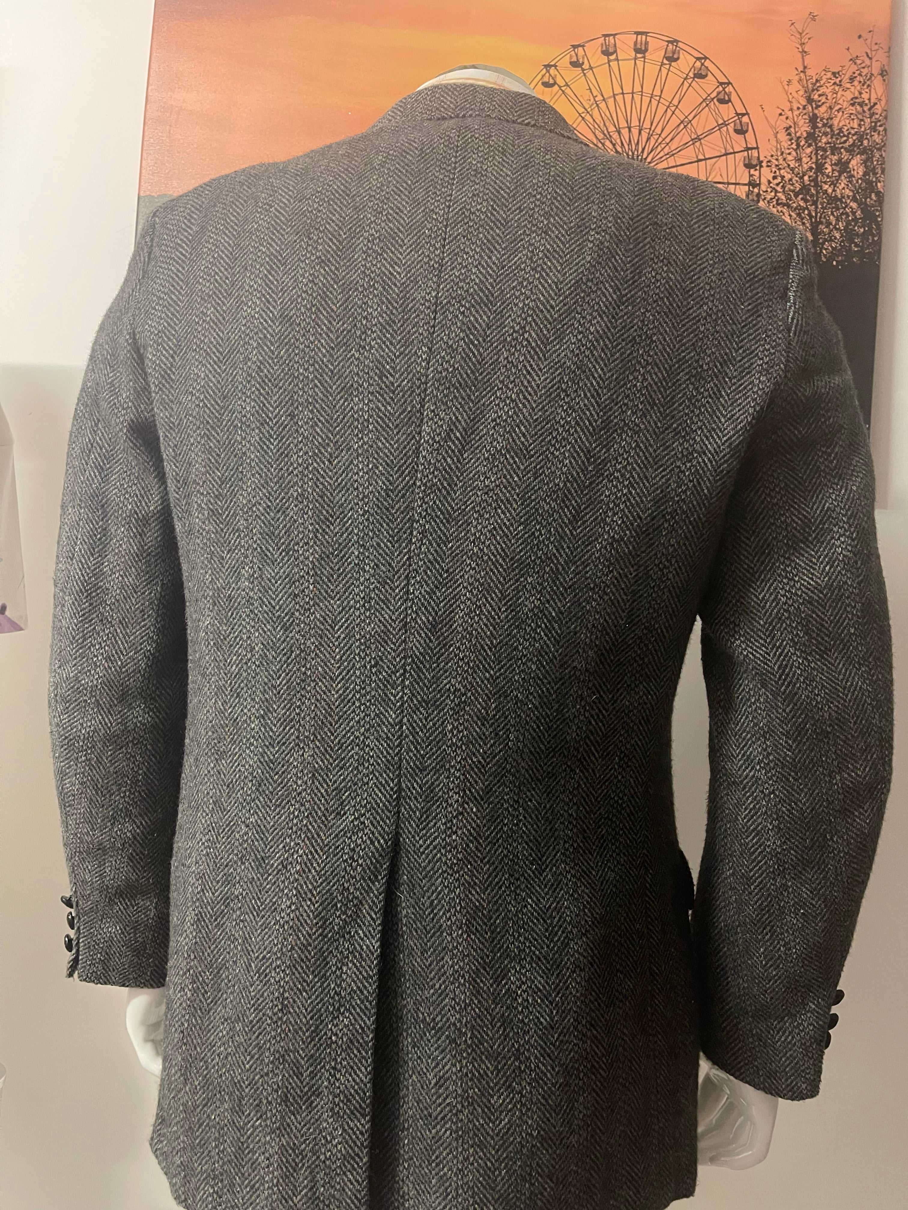 Wentworth Grey Herringbone Wool Blazer Size 42L Vintage Tailored Jacket