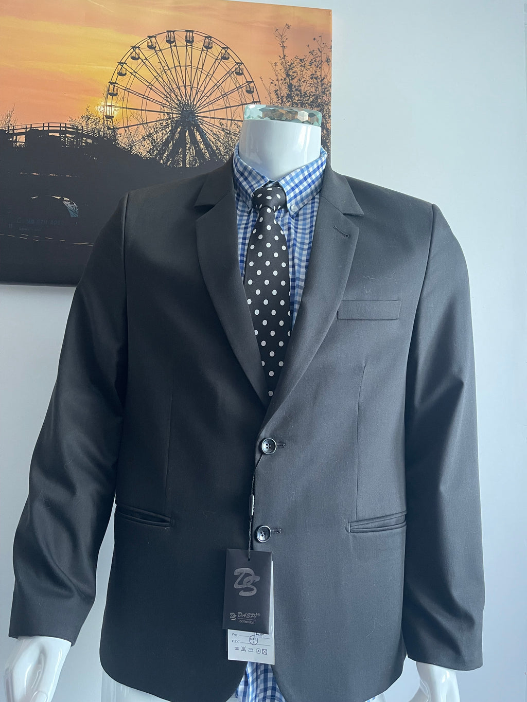 DASPI Slim Fit Wool Blend Suit Jacket 54 New With Tags