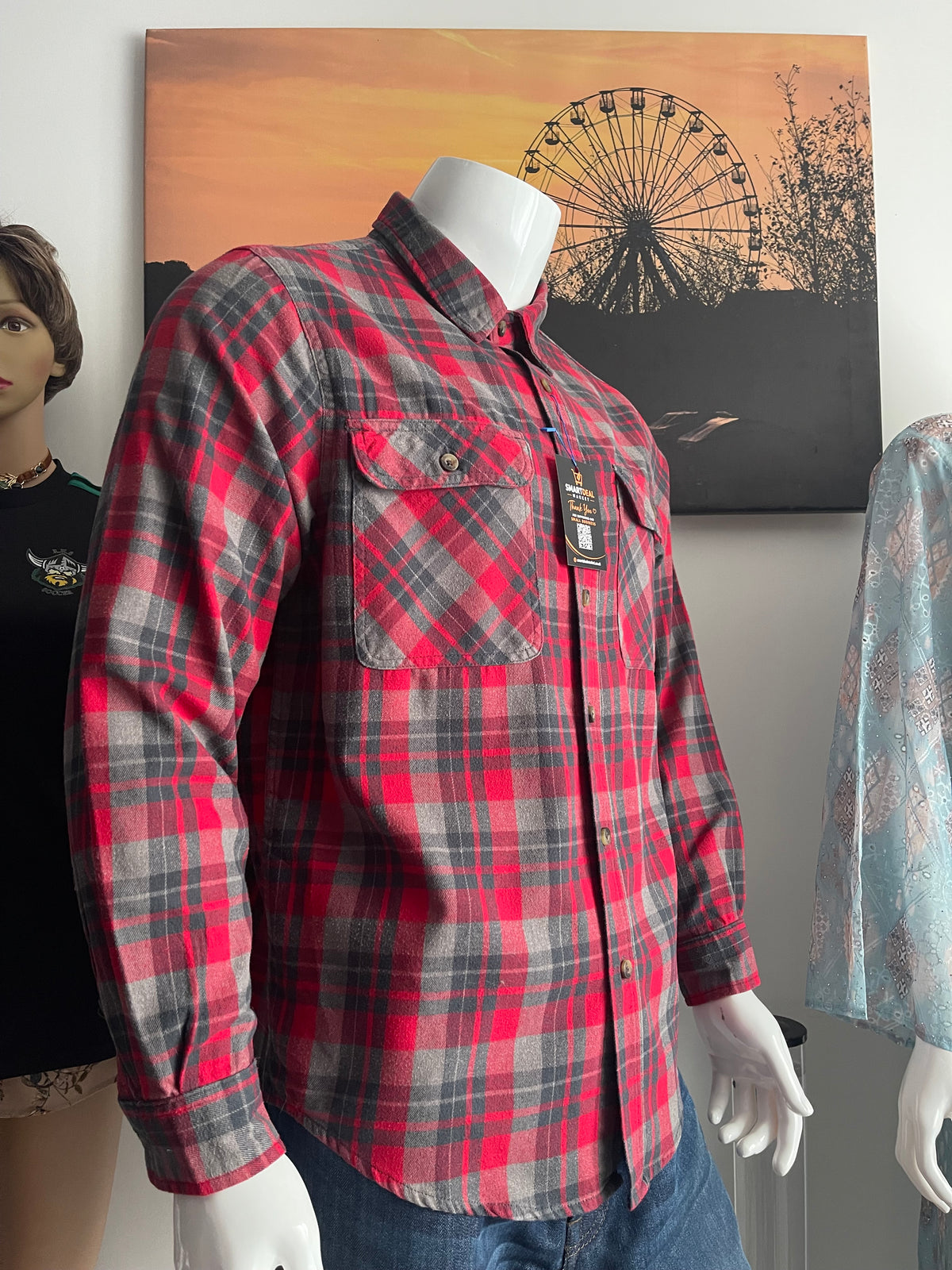 Rugged Wear Men’s Red Check Flannel Shirt Size M