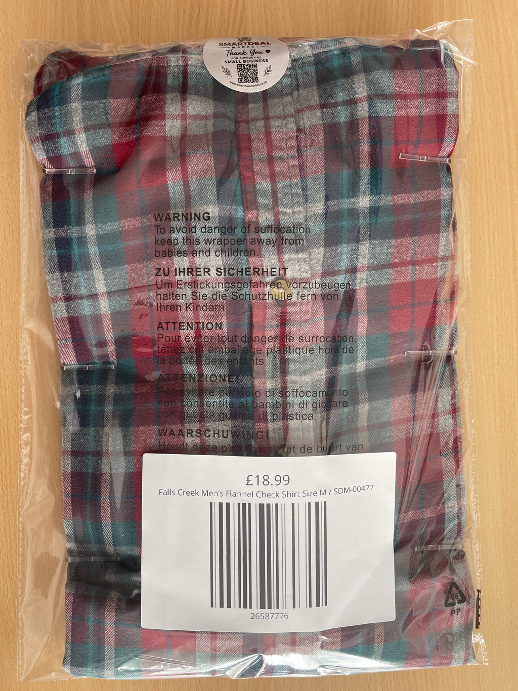 Falls Creek Men’s Flannel Check Shirt Size M
