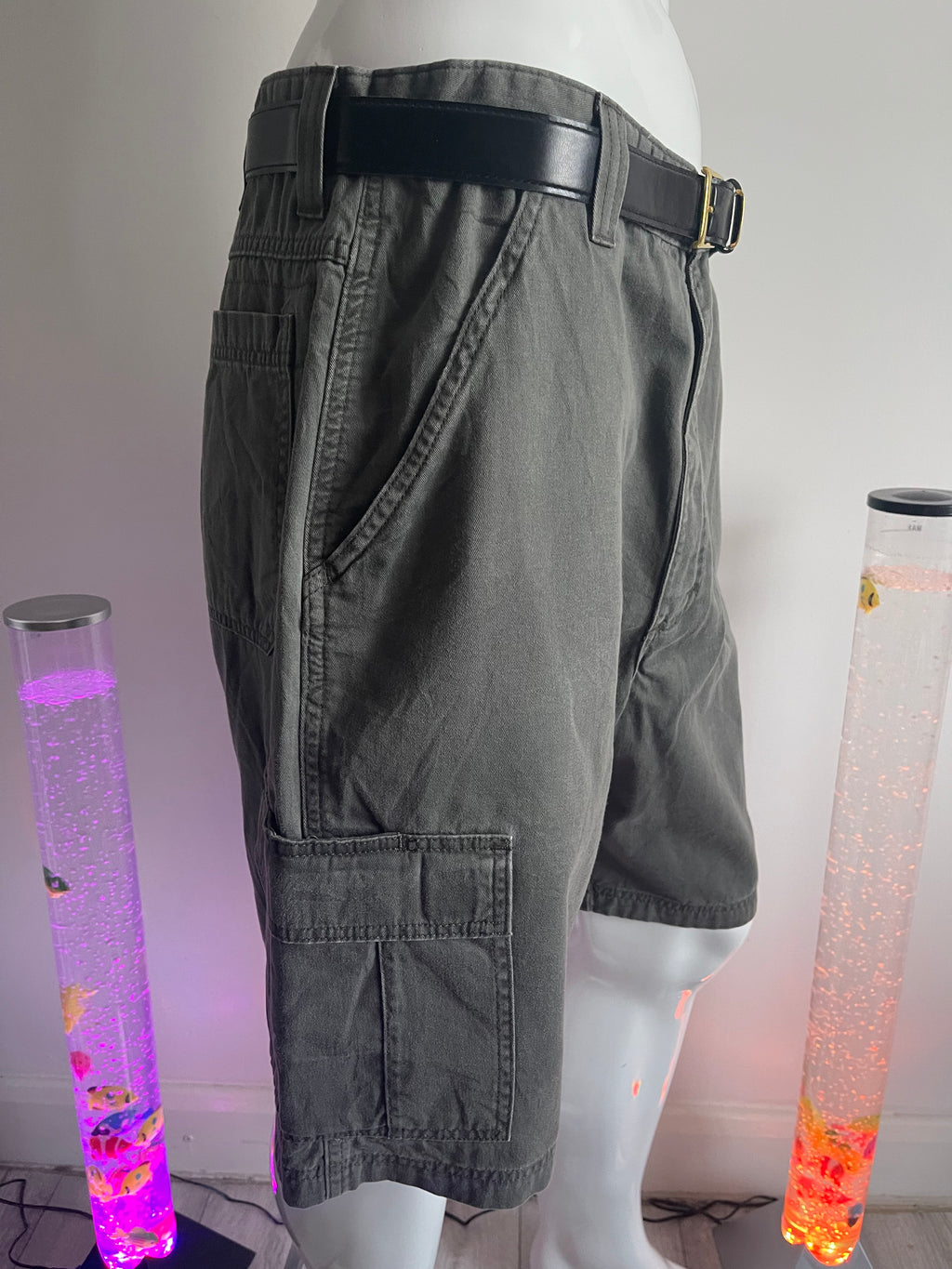 Wrangler Men's Grey Hero Cargo Shorts 100% Cotton – Size 36
