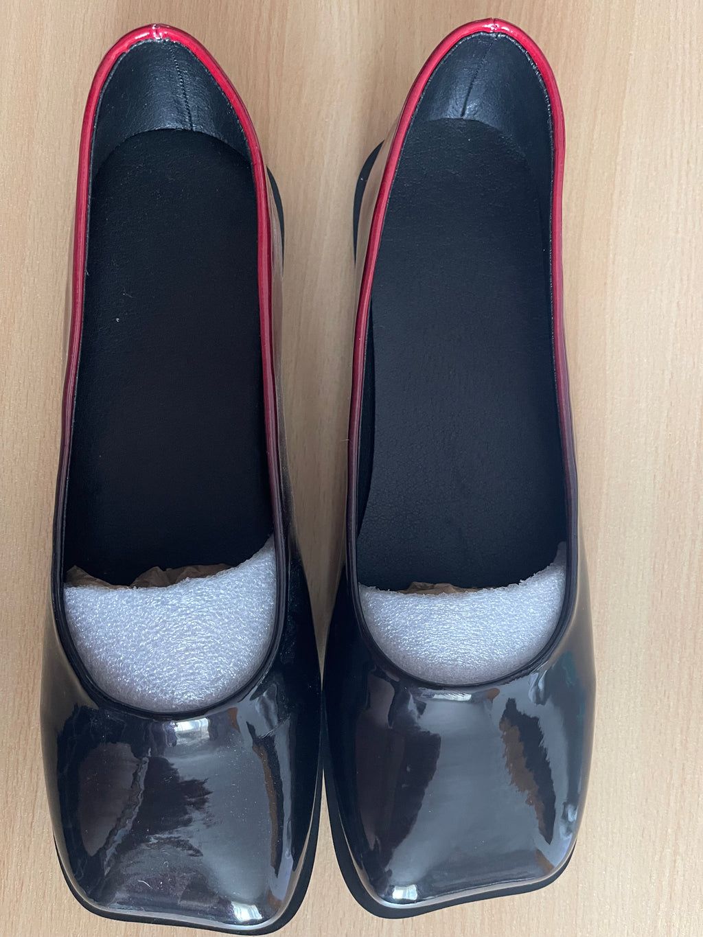 Women's Patent Ballet Flats – Burgundy / Black – UK 9 / EU 42